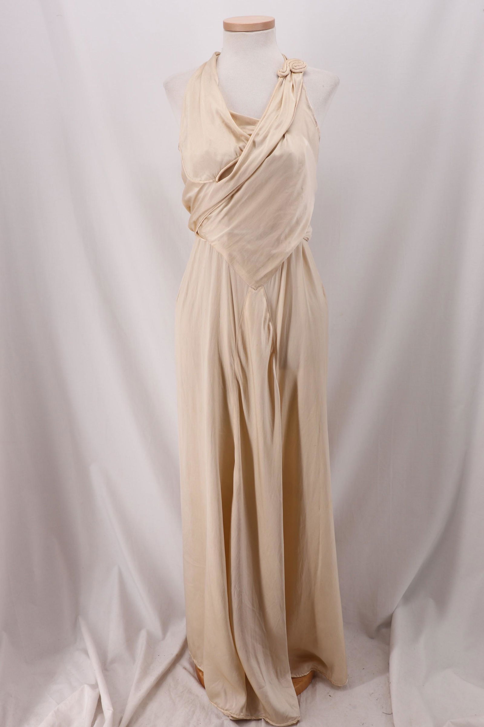 Vintage 1930's Slinky Satin Gown: Very unusual design, sleeveless sexy slinky gown, approx. 30 bust, 22 waist, good condition