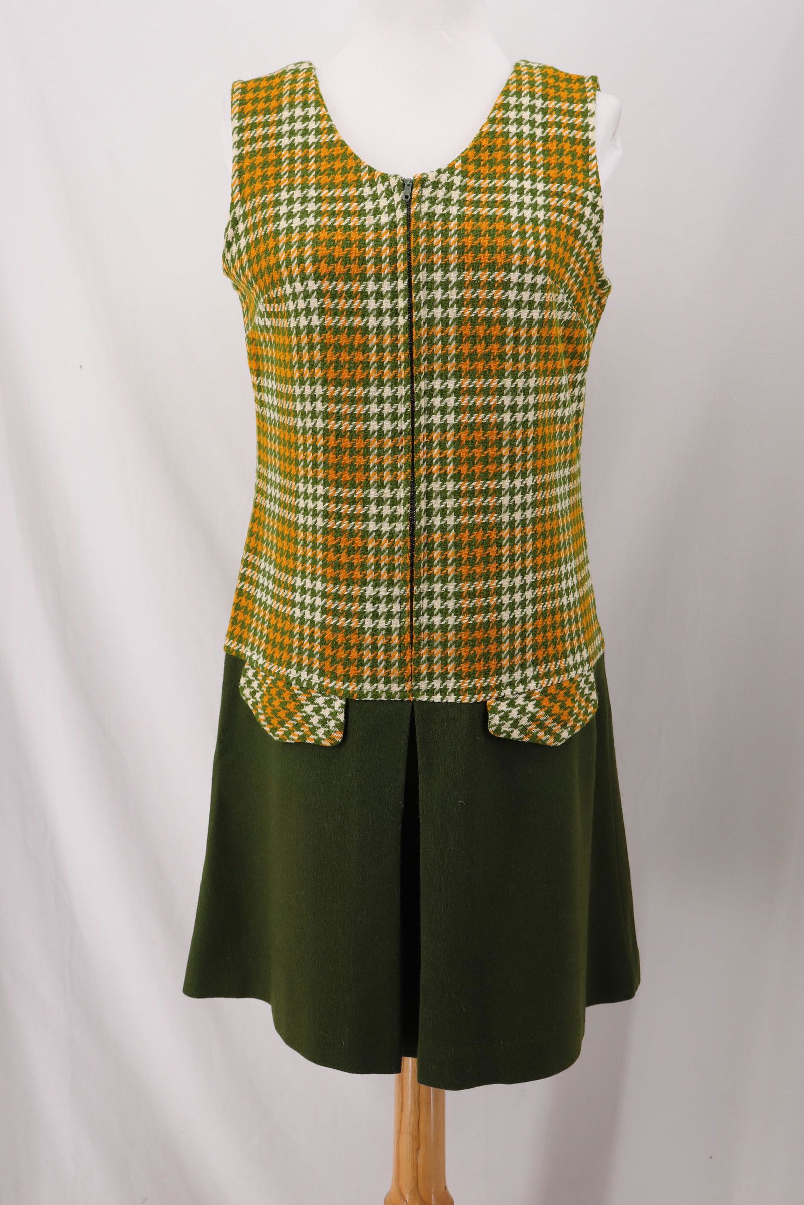 Vintage 1960's Olive Green Houndstooth Shift (1 of 9)