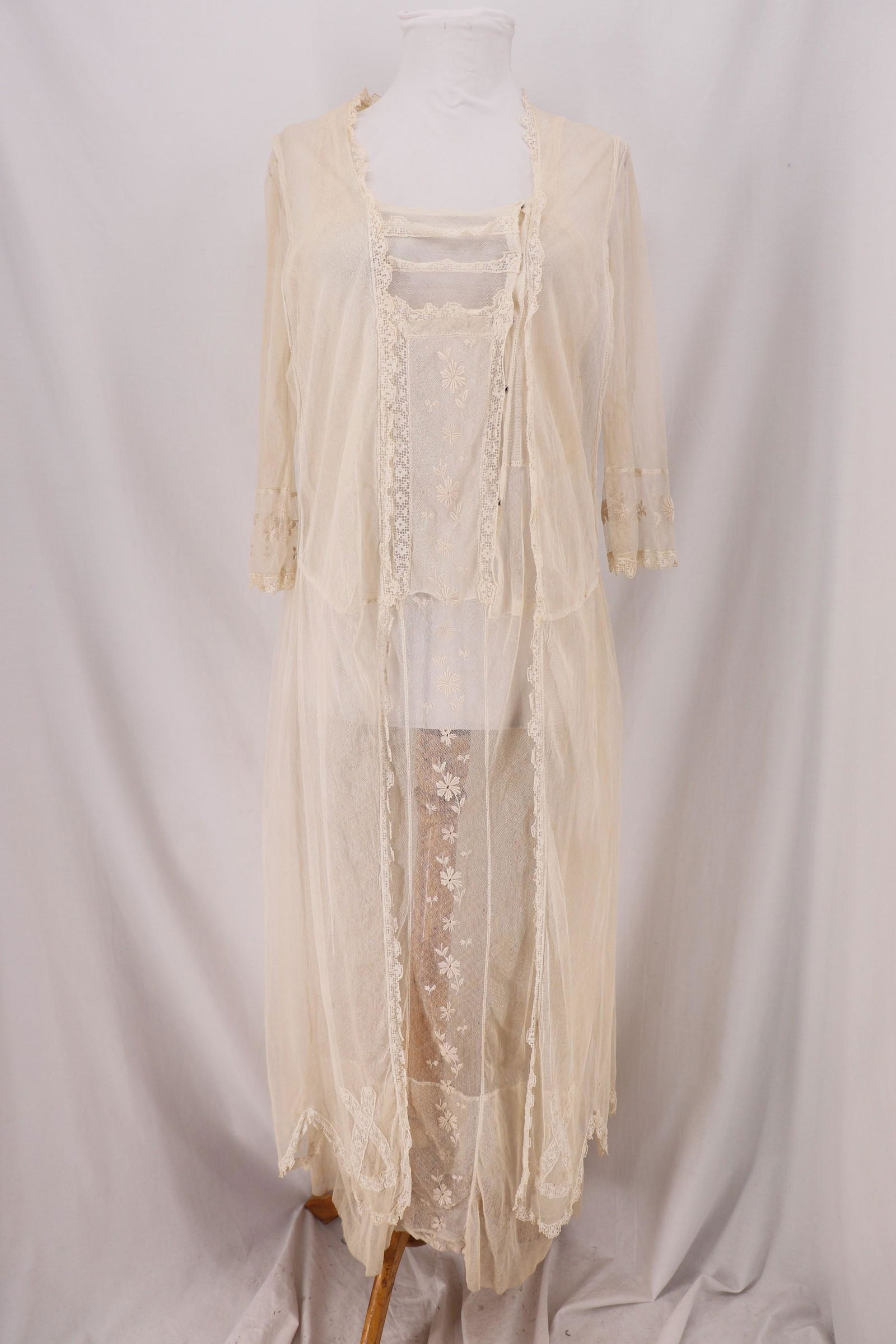 Vintage 1910's Net, Lace & Embroidered Garden Dress (1 of 12)