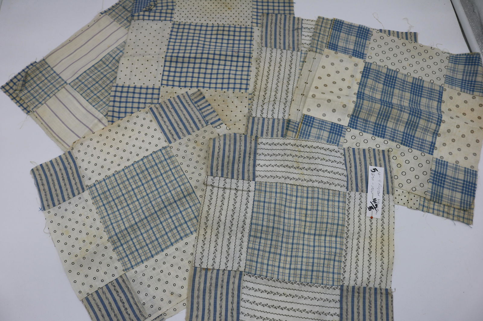 Lot of 10 Vintage 1890-1910, Nine Patch Variation Quilt (1 of 6)