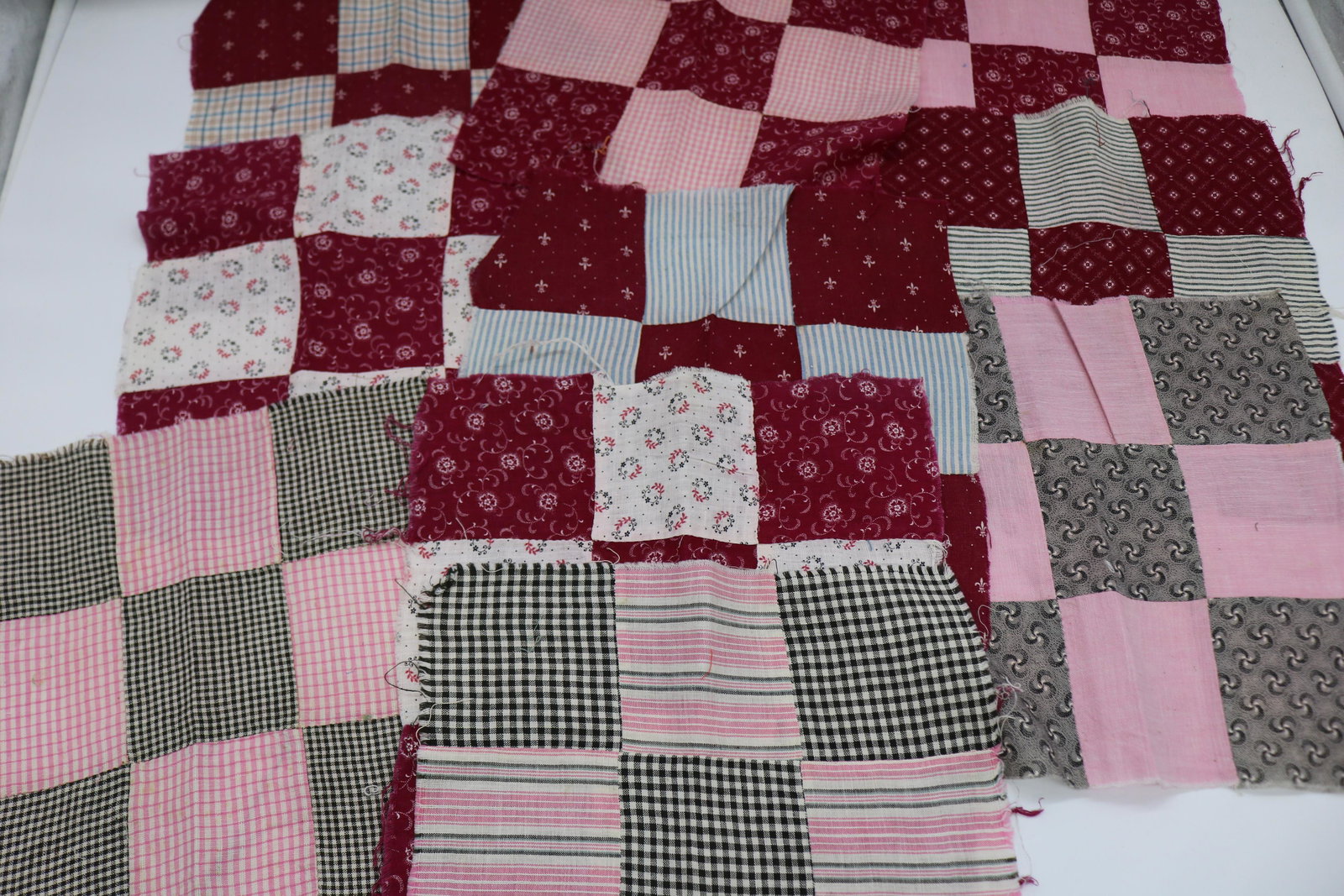 Lot of 9 Vintage 1900/10's Hand Stitched Quilt Blocks (1 of 11)