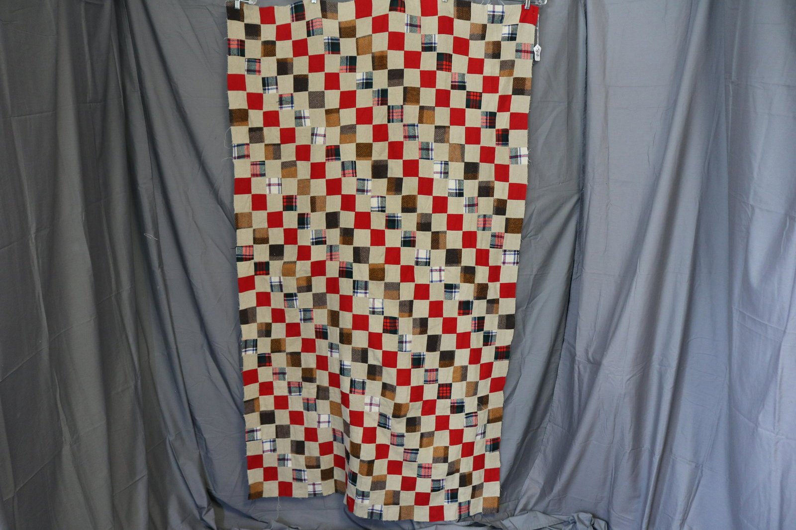 Vintage Small Block Wool Quilt Top (1 of 4)