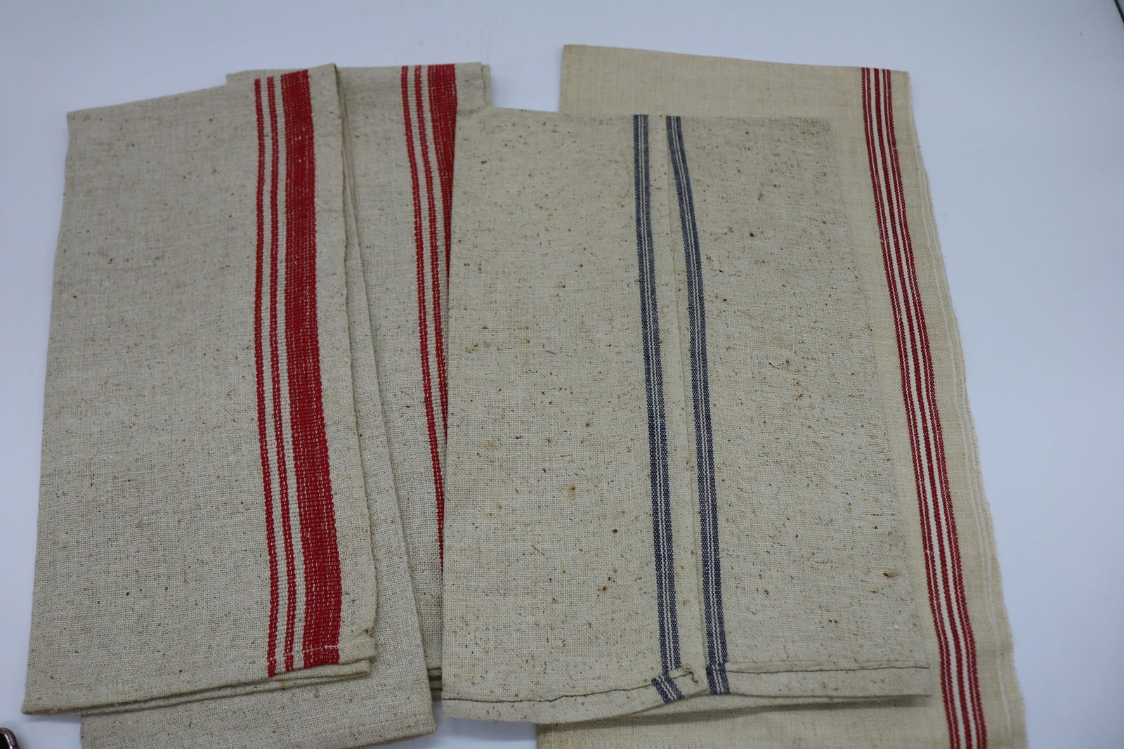 Lot of 2 Pair Vintage Linen Old Store Stock Striped (1 of 3)