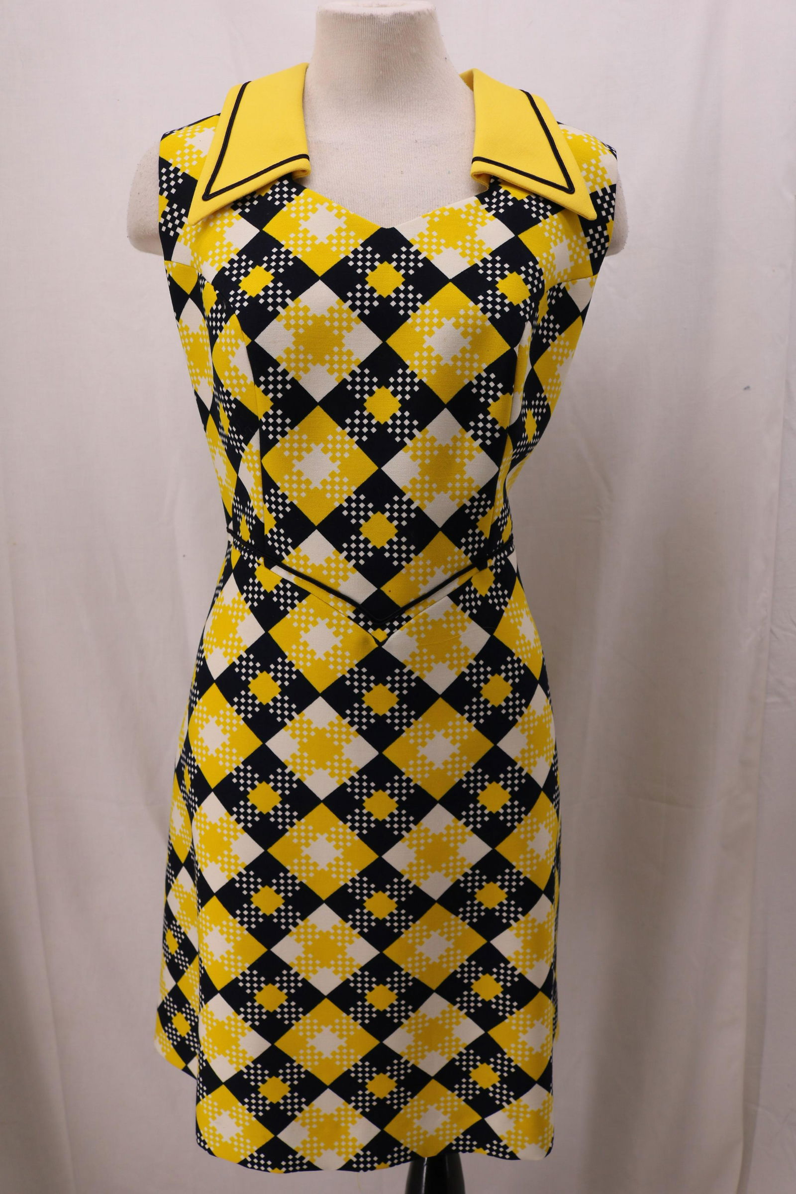 Vintage 1970's Abstract Block Print Wool Party Dress (1 of 8)