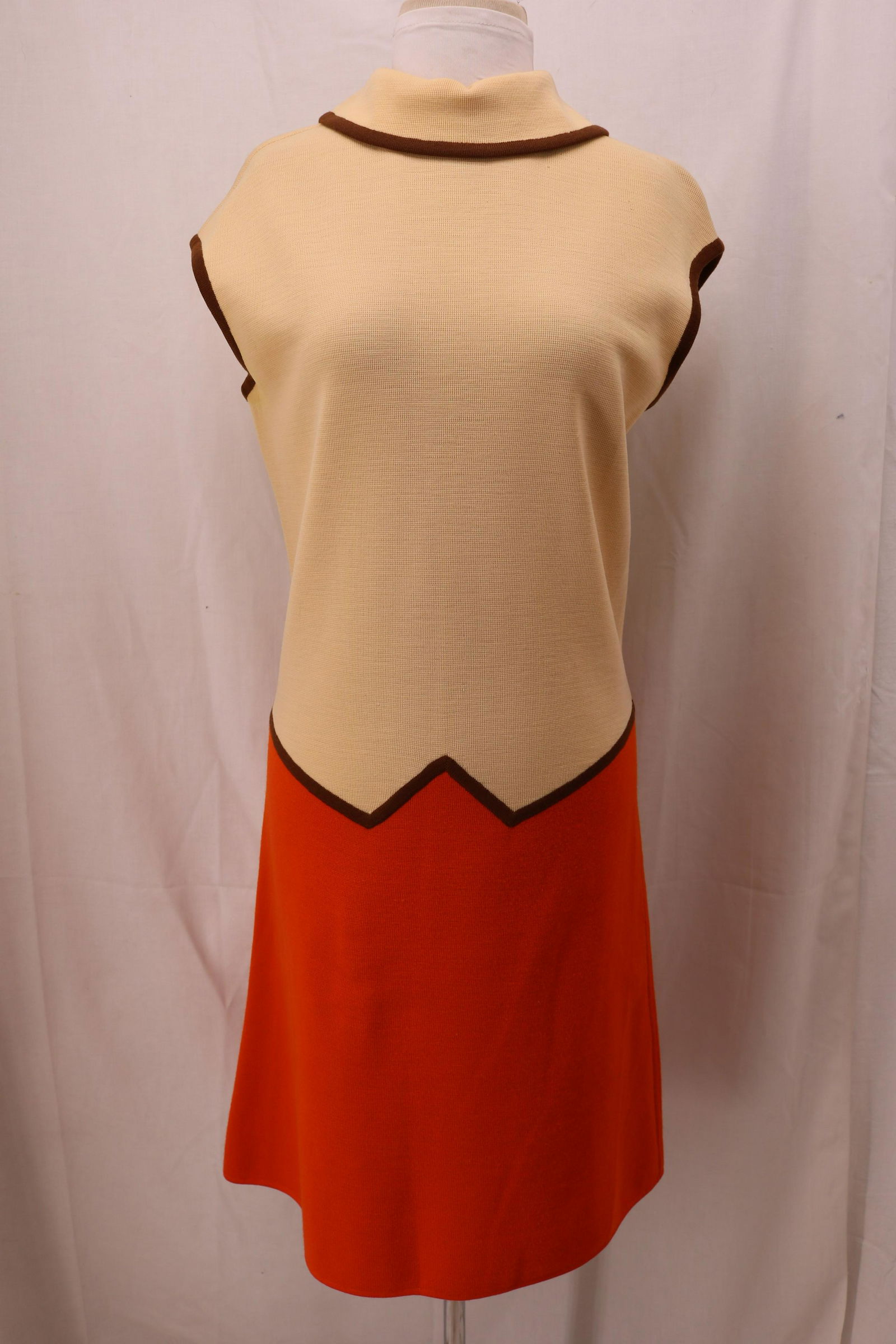 Vintage 1960's Color Block Wool Blend Shift Dress (1 of 6)