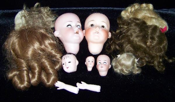 Lot of Doll Heads: Great lot of doll heads including Halbig, GB or GR and some Nippon Wigs