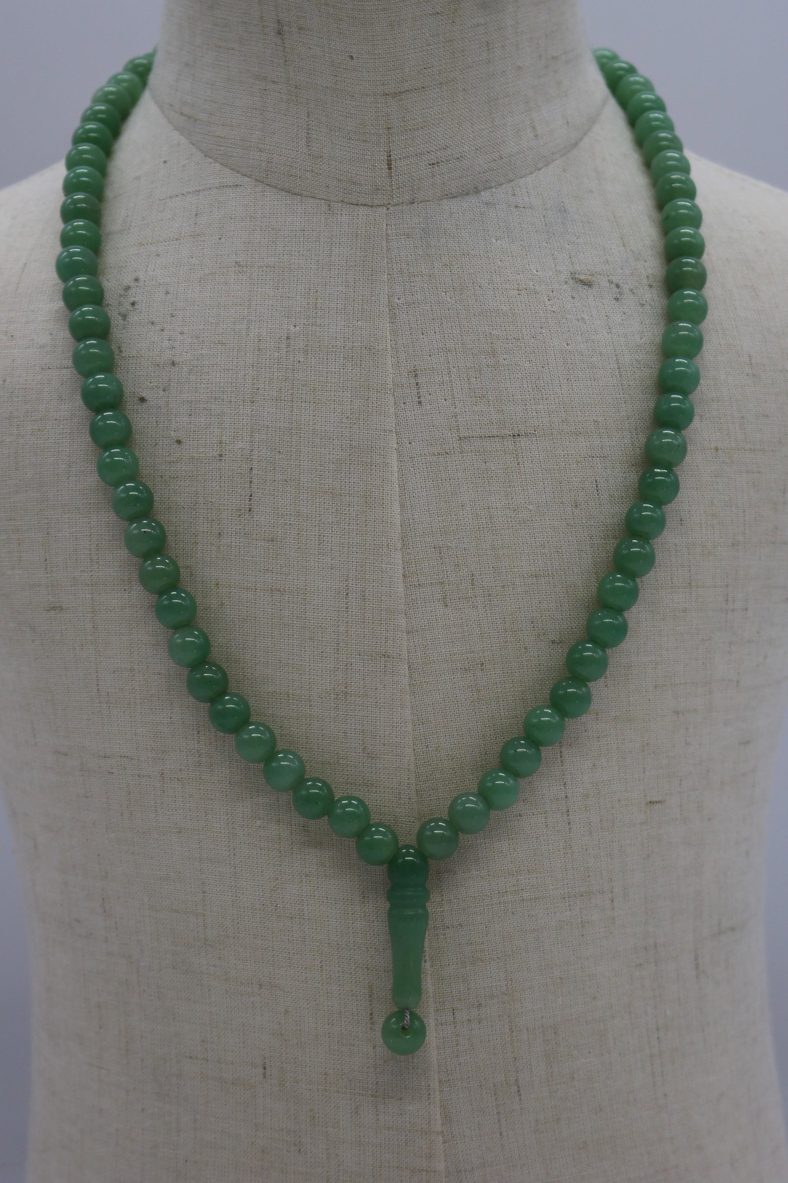 A modern  necklace of jadeite (tested) ball beads with (1 of 2)