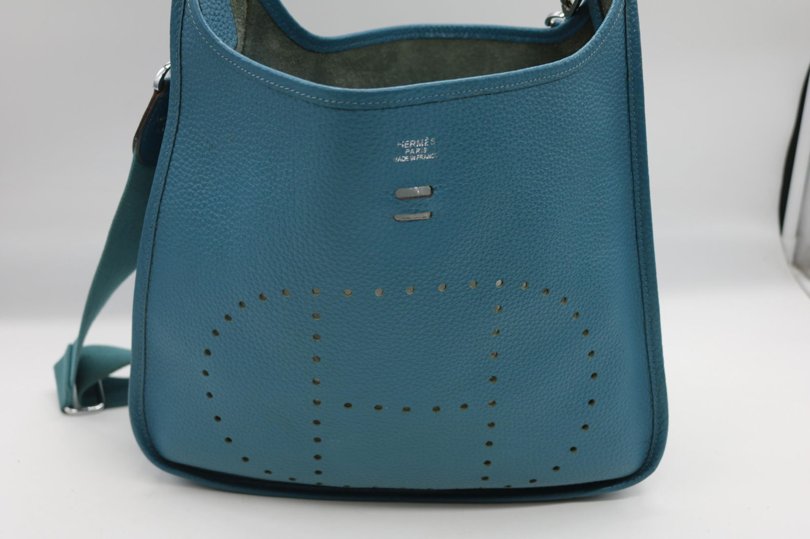 Genuine Hermes Evelyne Blue Crossbody Messenger Bag (1 of 8)