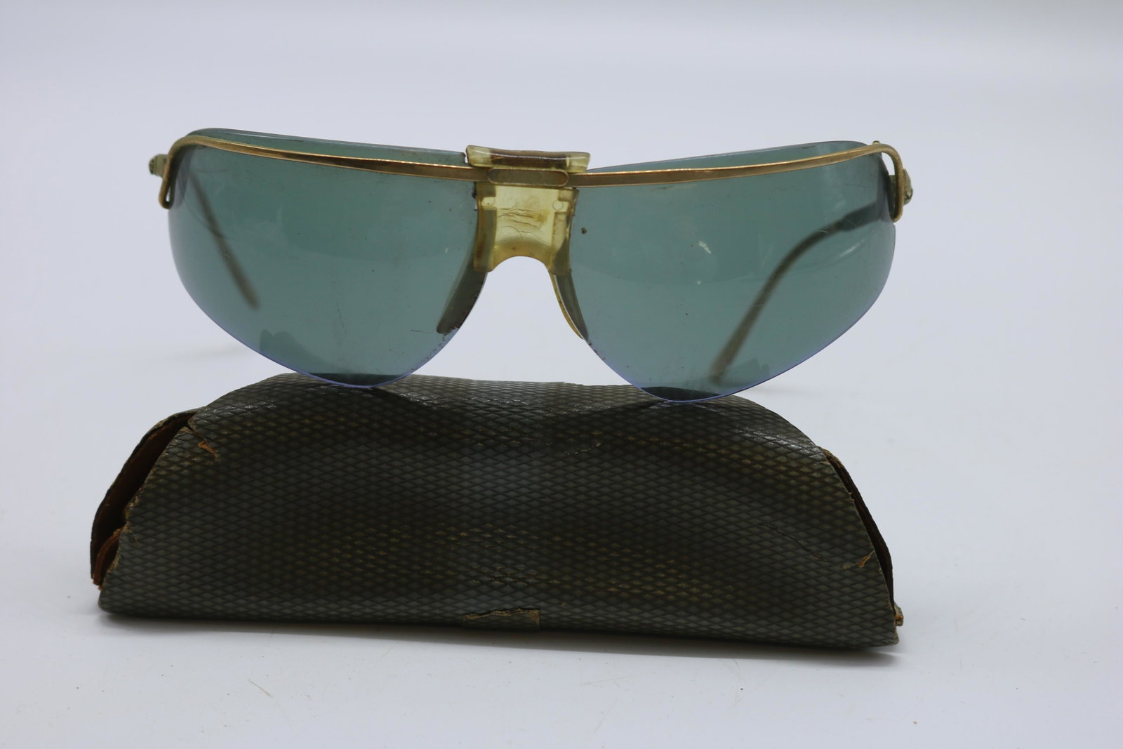 Vintage 1960's Men's Baruffaldi Sunglasses: men's tinted sunglasses, comes with case, some tarnish on metal, some scratches on lenses, see photos.