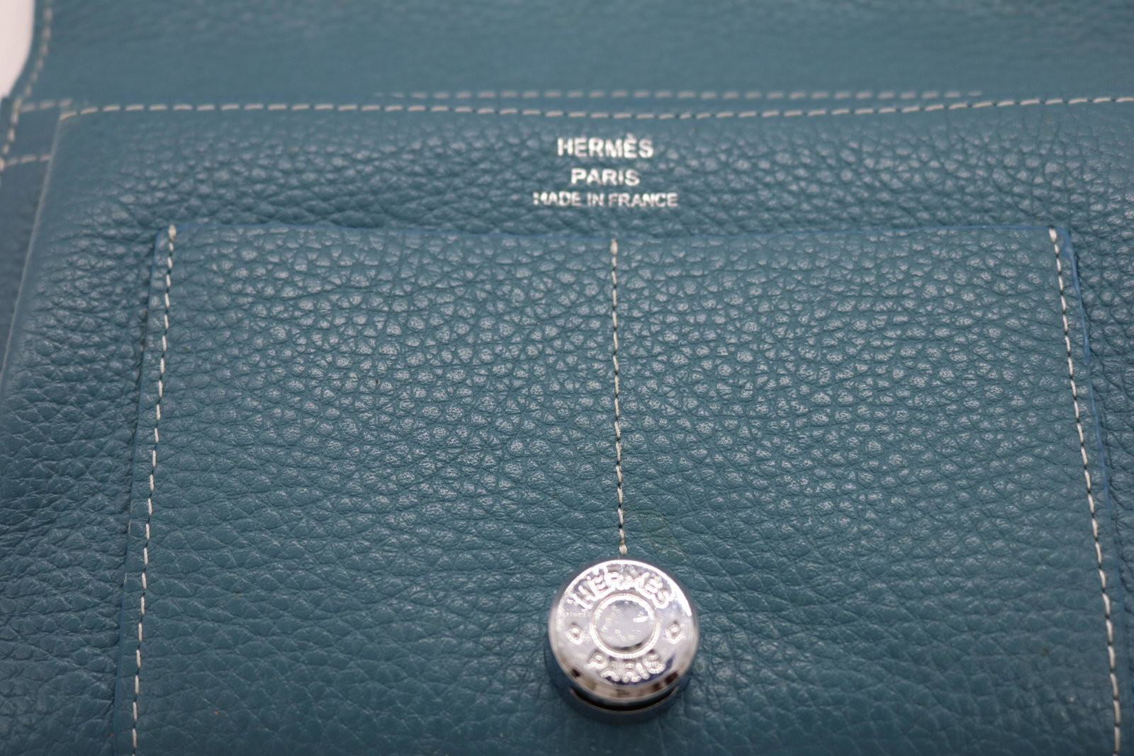 Hermes Dogon Teal Leather Wallet (1 of 8)