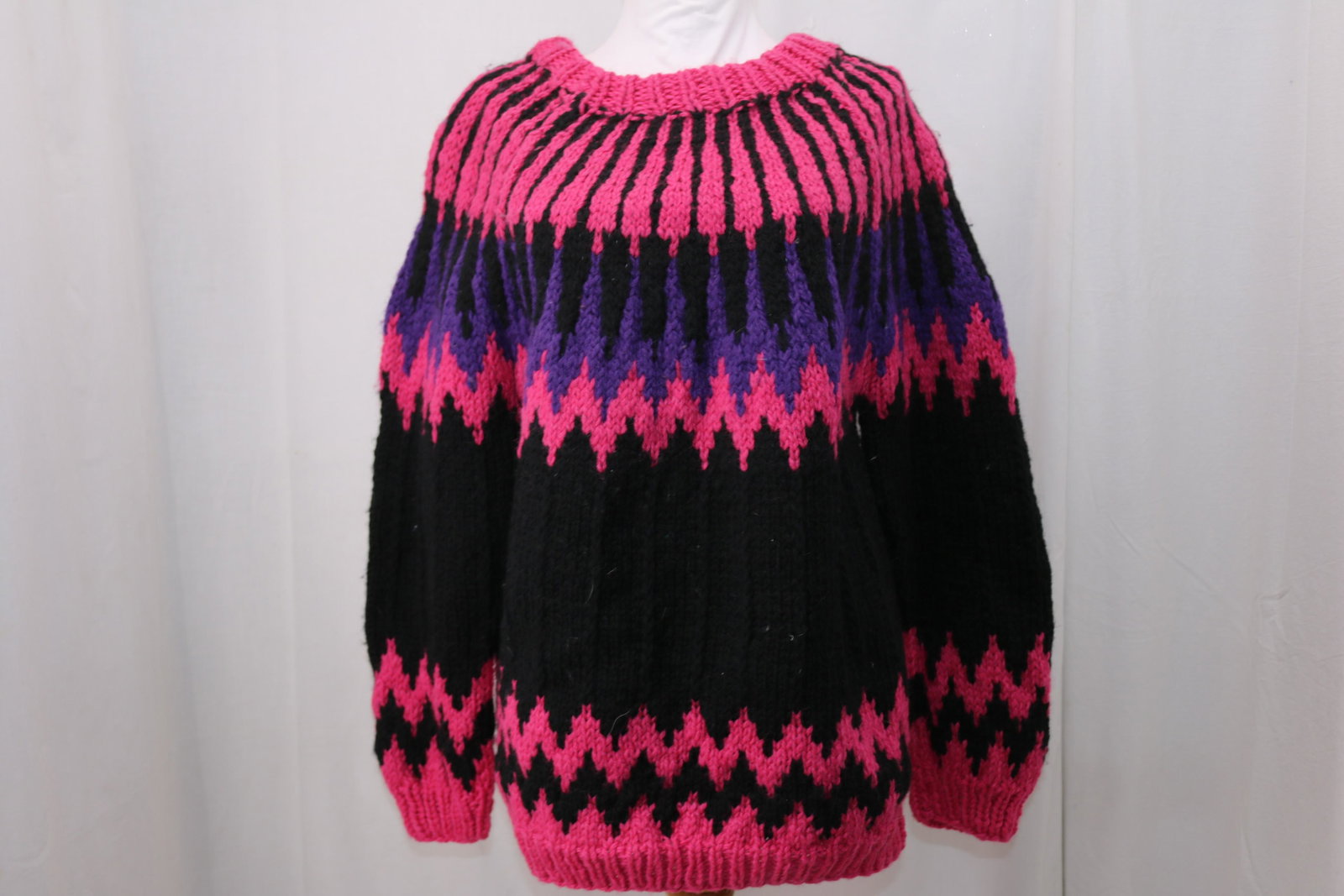 Vintage 1980's Chunky Bright Wool Ski Sweater (1 of 4)