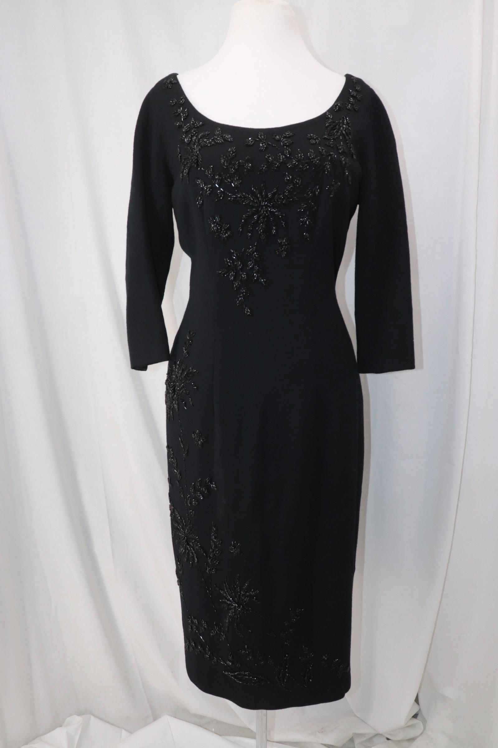 Vintage 1950's BANFF LTD. Beaded Wool Shift Dress (1 of 8)