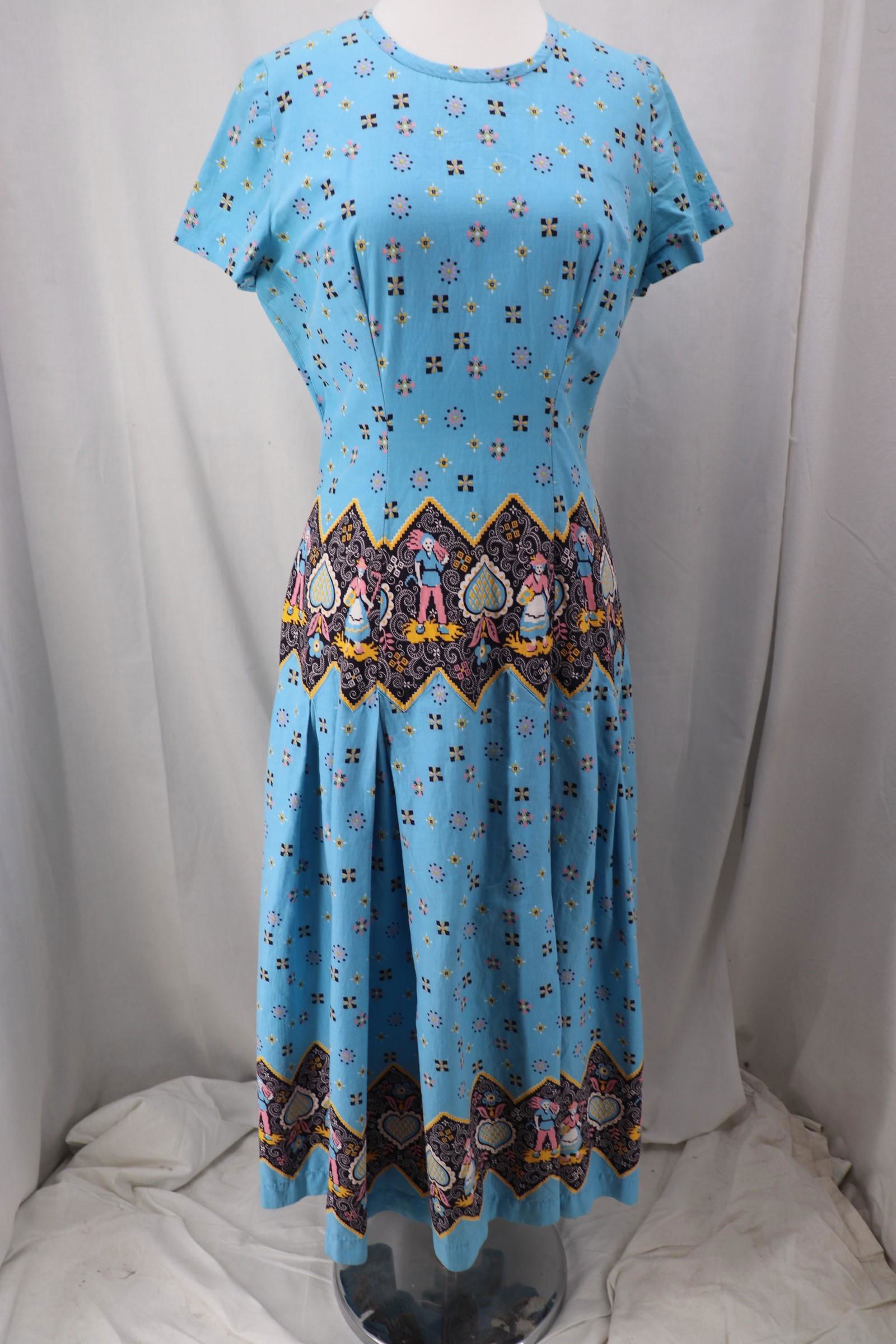 Vintage 1950's Folk Art Print Dress (1 of 4)