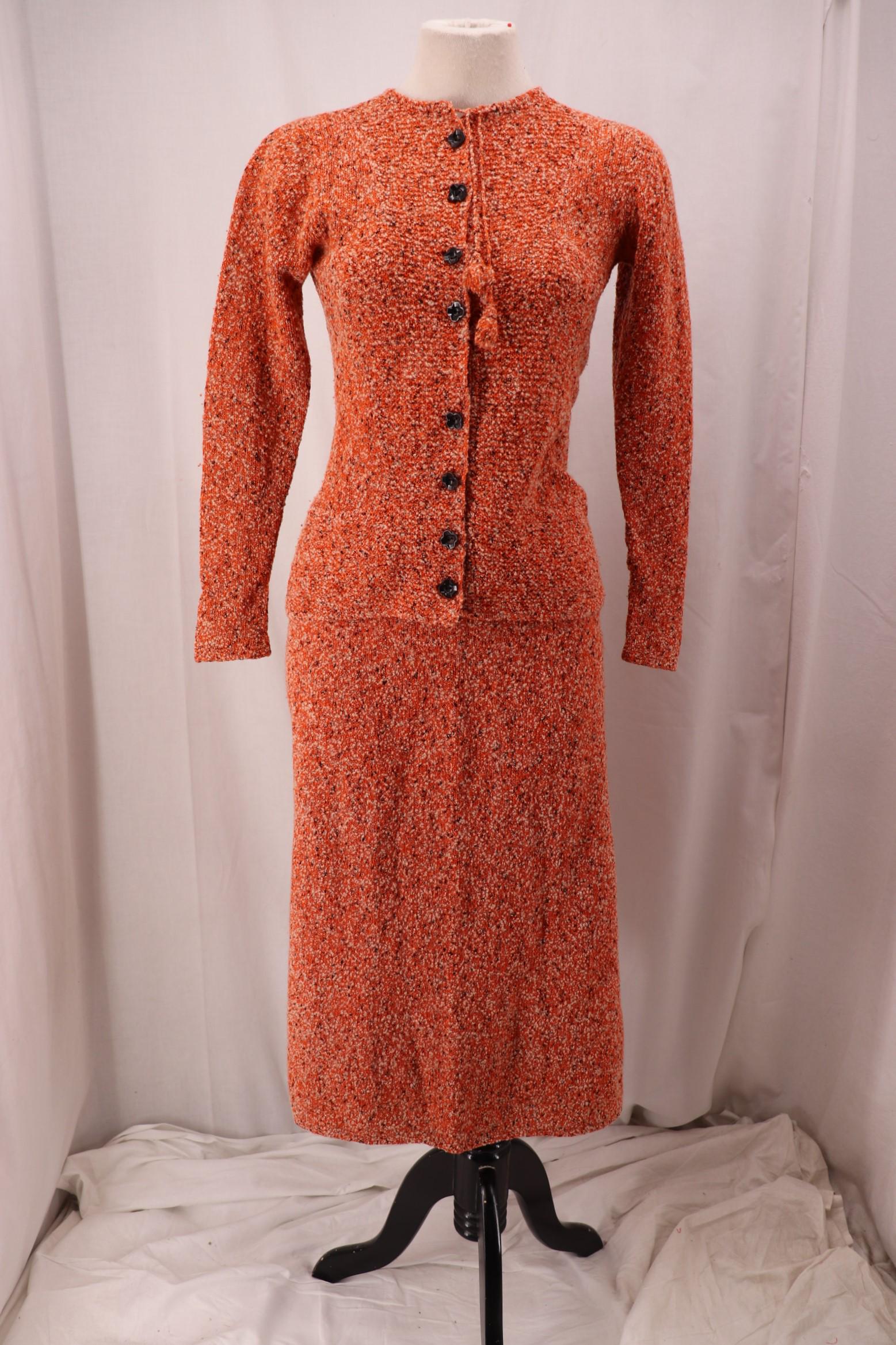 Vintage 1930's Hand-Knit Cardigan & Skirt Set (1 of 8)