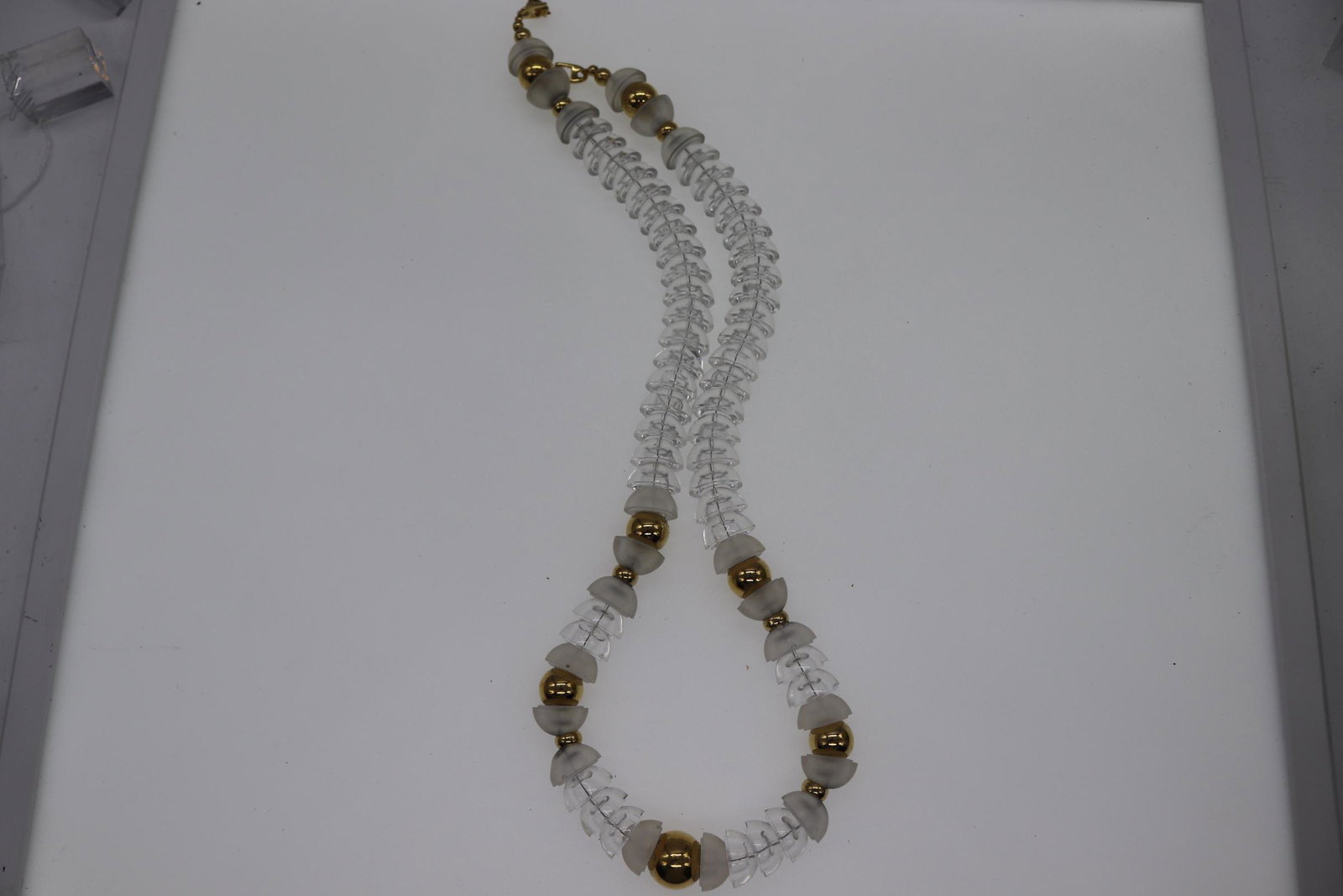 Vintage Signed Napier Clear & Gold-Toned Beaded: gold-tone & clear beaded necklace, Approx. 25.5", see photos.