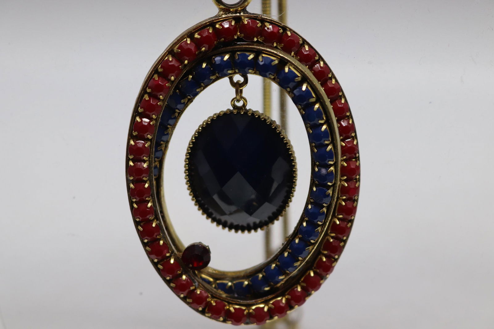 Vintage Extremely Large Faceted Glass Stone Pendant & (1 of 5)