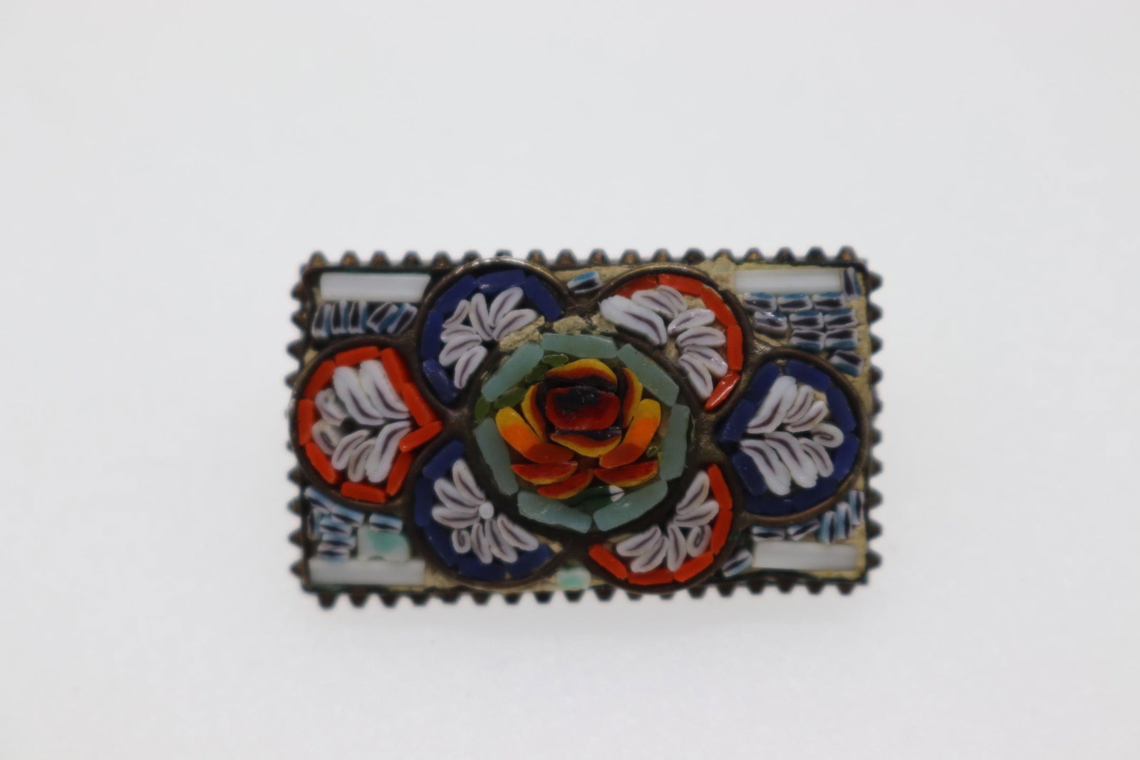 Vintage Mosaic Tile Rose Brooch (1 of 2)