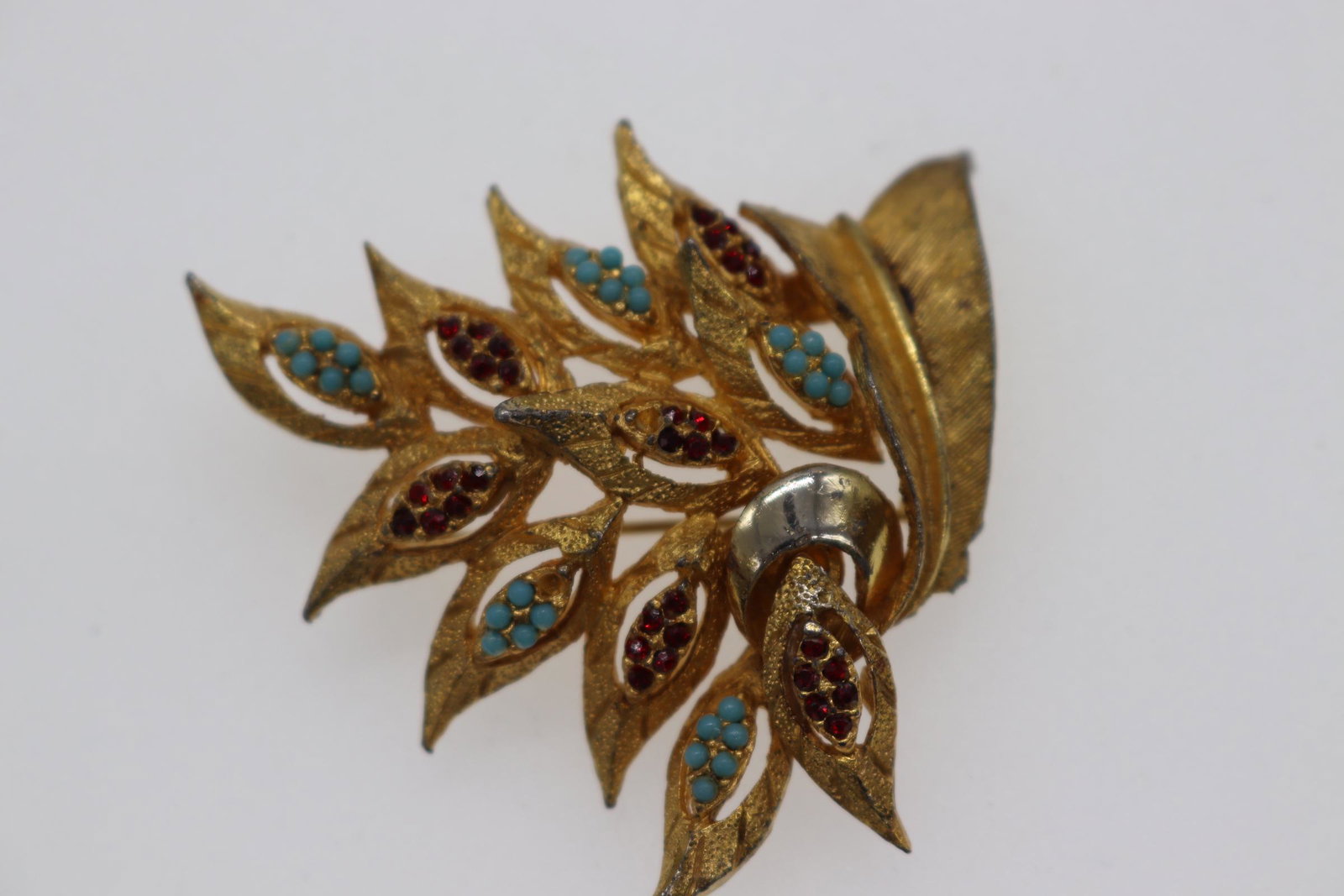 Vintage Signed Schiaparelli Gold-Tone Leaf Brooch With (1 of 5)