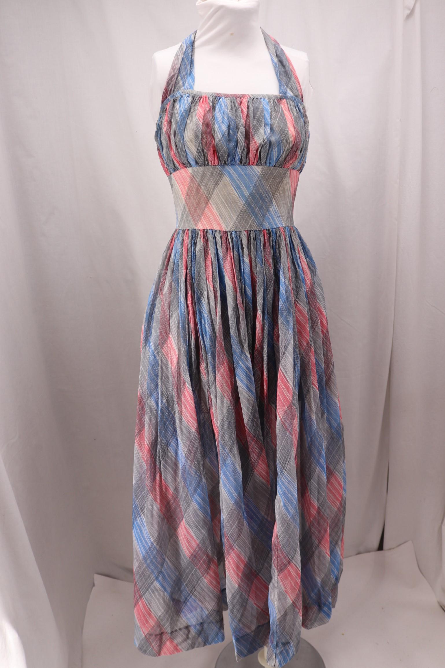 Vintage 1950's Cotton Halter Top Gown (1 of 5)