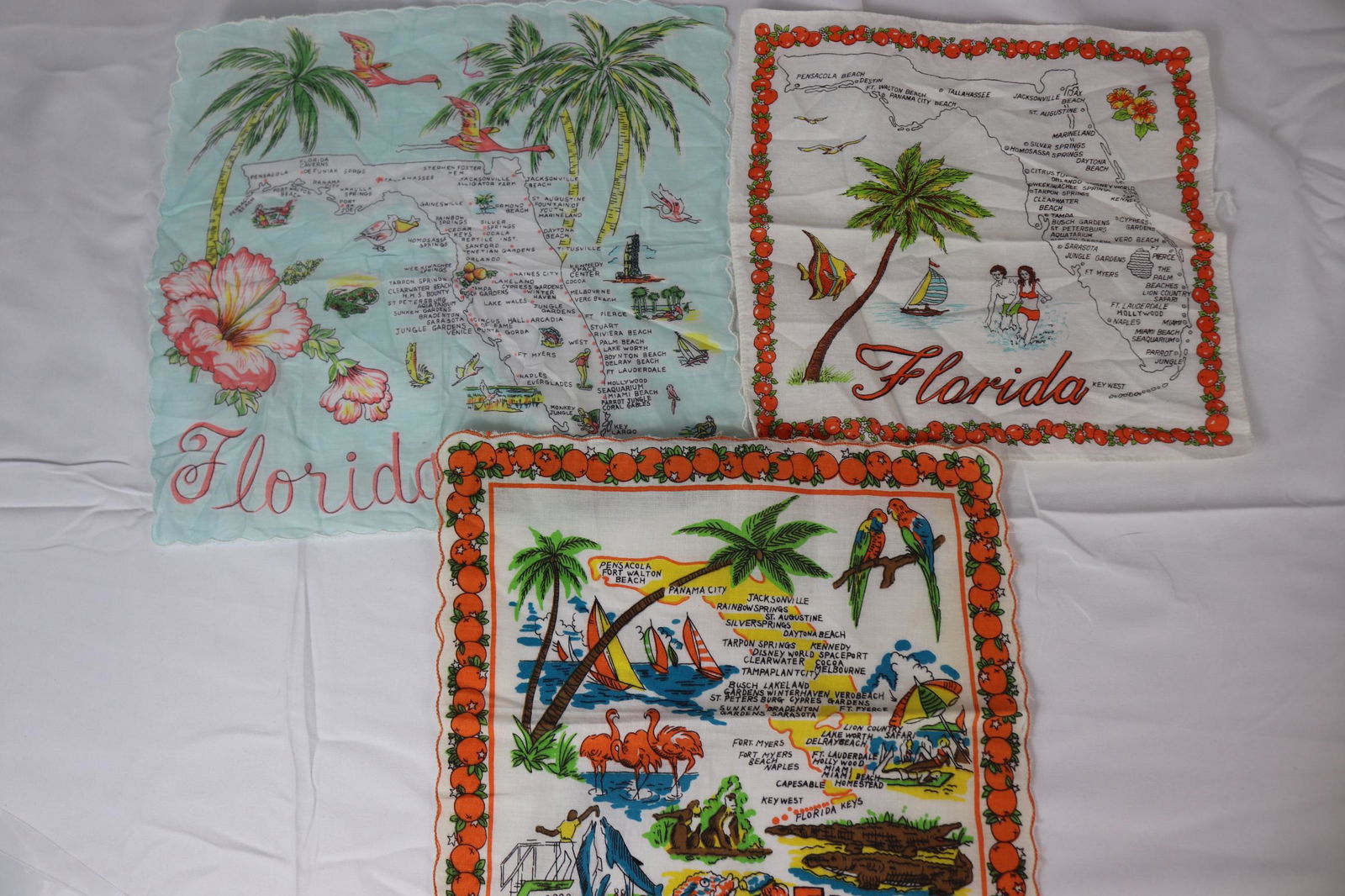 Lot of 3 Vintage Florida Souvenir Handkerchiefs (1 of 4)
