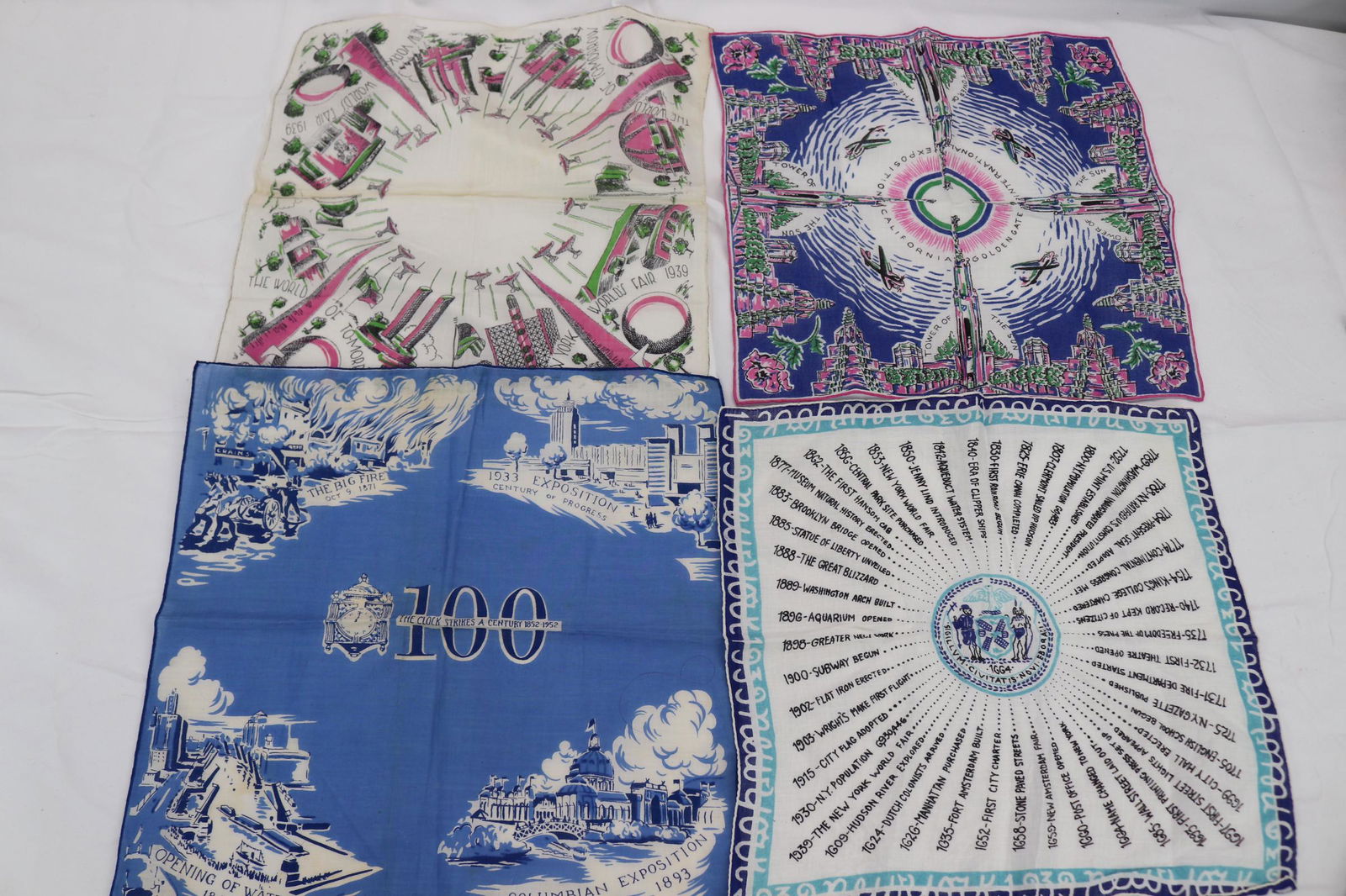 Lot of 4 Vintage Commemorative Handkerchiefs (1 of 6)