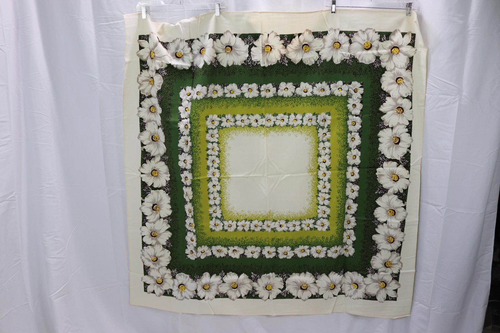 Vintage 1950's J.C. Penney Green Floral Tablecloth (1 of 5)