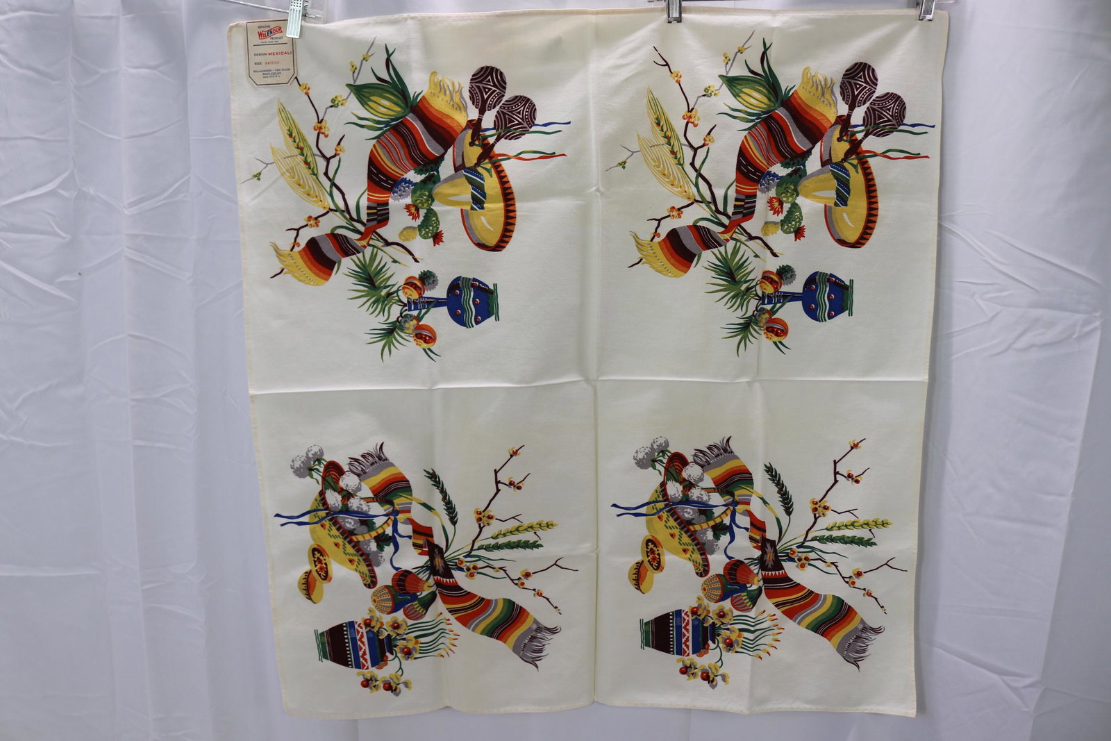 Vintage 4 Square Wilendur Mexican Print Tablecloth (1 of 5)