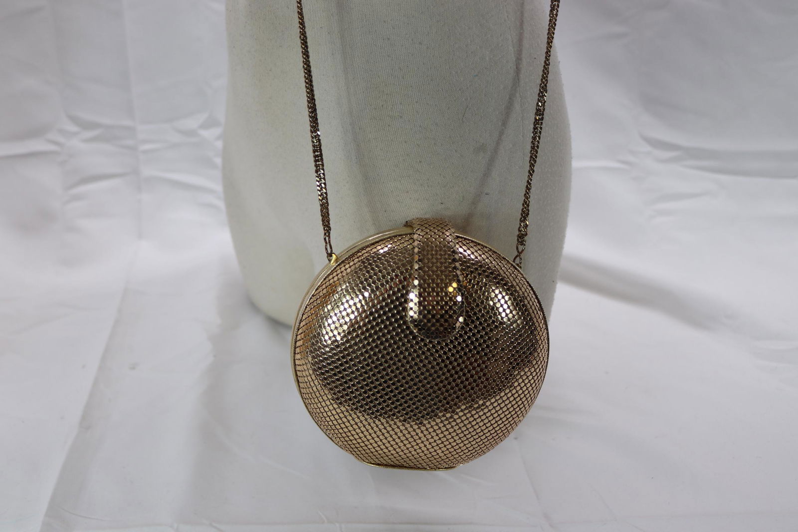Vintage 1980's Gold Mesh Whiting and Davis Round Purse (1 of 6)