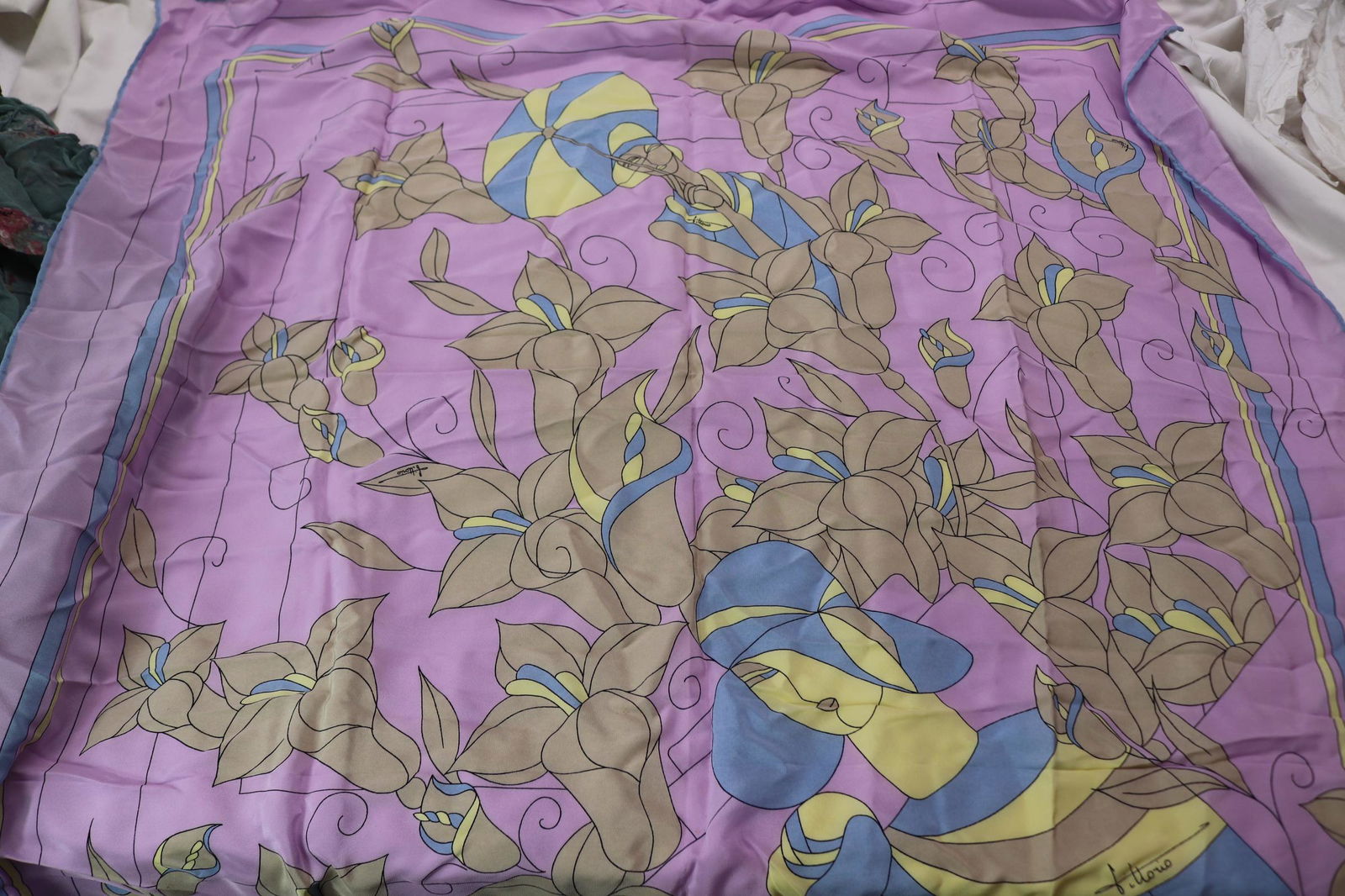 Vintage Fittorio Hand Rolled Silk Scarf (1 of 7)