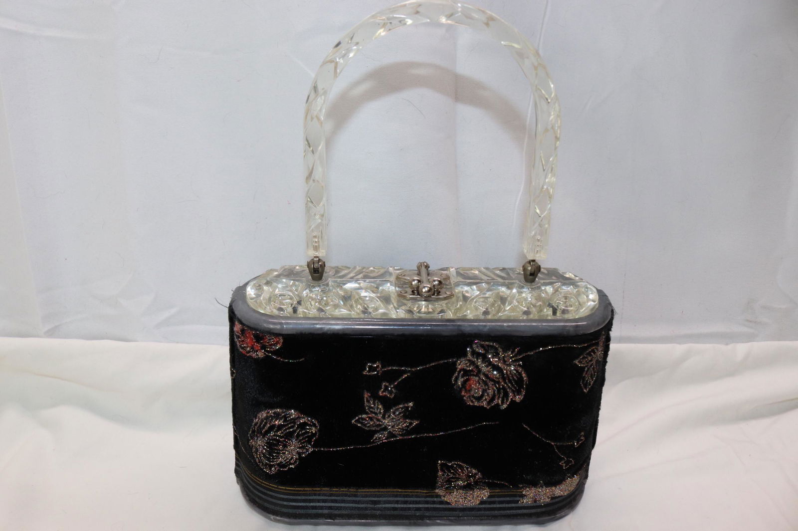 Vintage 1950's Velvet & Lucite Box Purse (1 of 8)