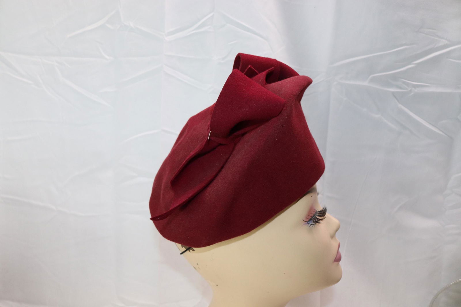 Vintage Peggy Red Felt Capulet Hat (1 of 7)