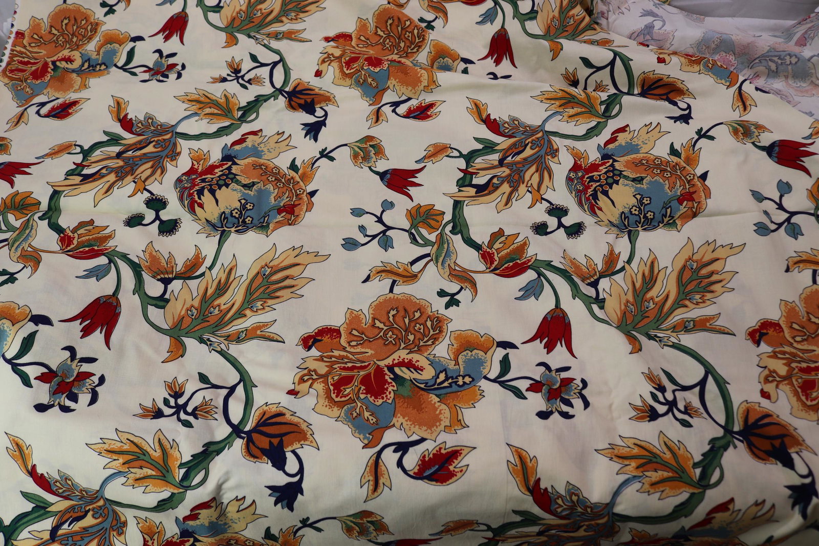 Vintage 1960's "Maidstone Floral" Schumacher Chintz Fabric: at least a couple of yards, cut in places, see photos.
