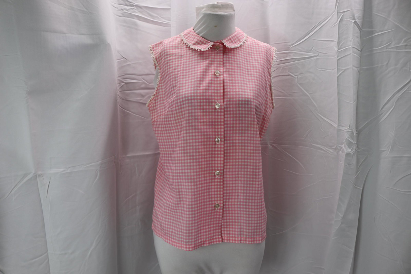 Vintage 1960's Jantzen Pink Gingham Check Blouse (1 of 5)