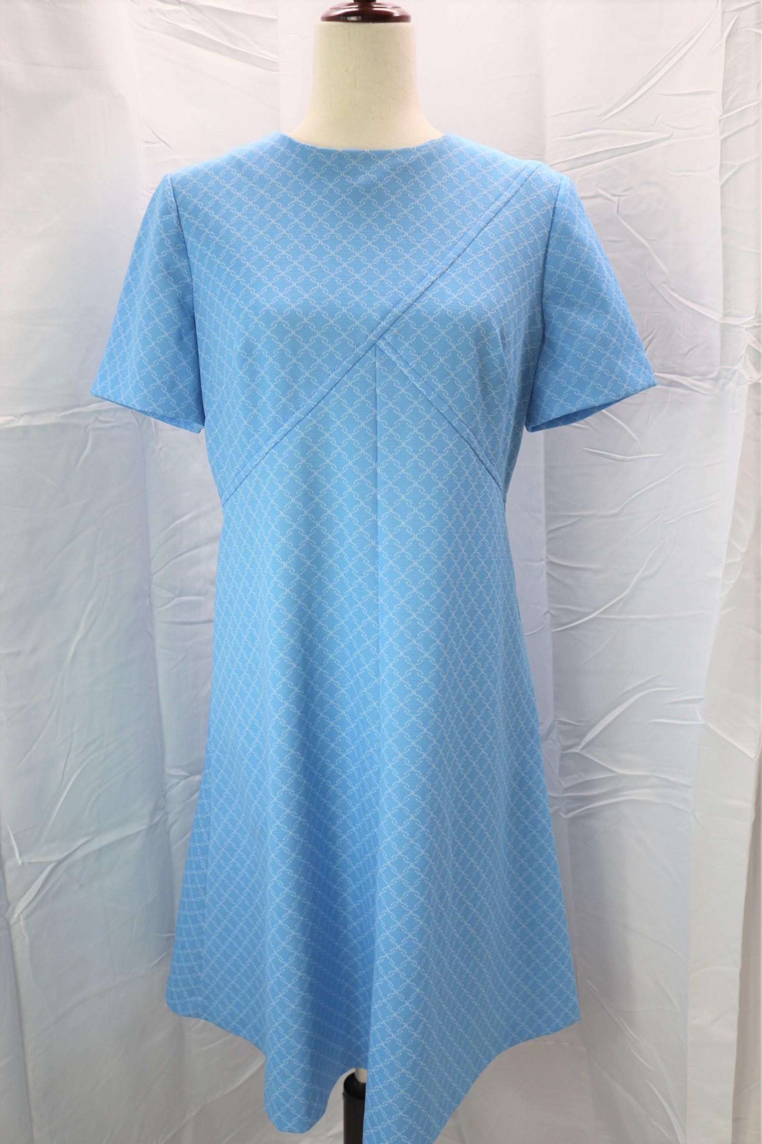 Vintage 1960's Blue Print Shift Dress (1 of 4)