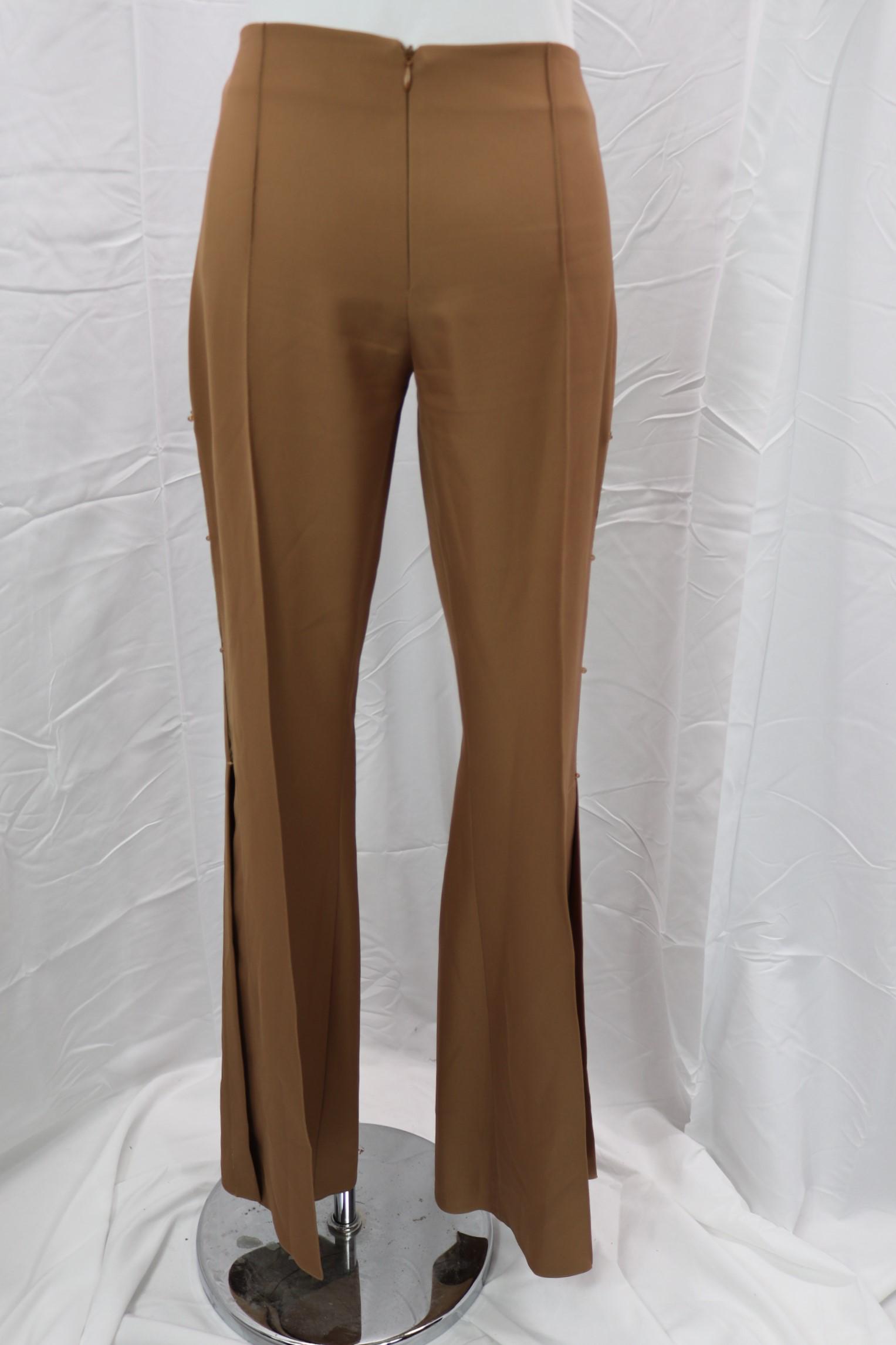 Vintage 1970's Mustard Yellow Flares With Sheer Panel & Floral Applique (1 of 6)
