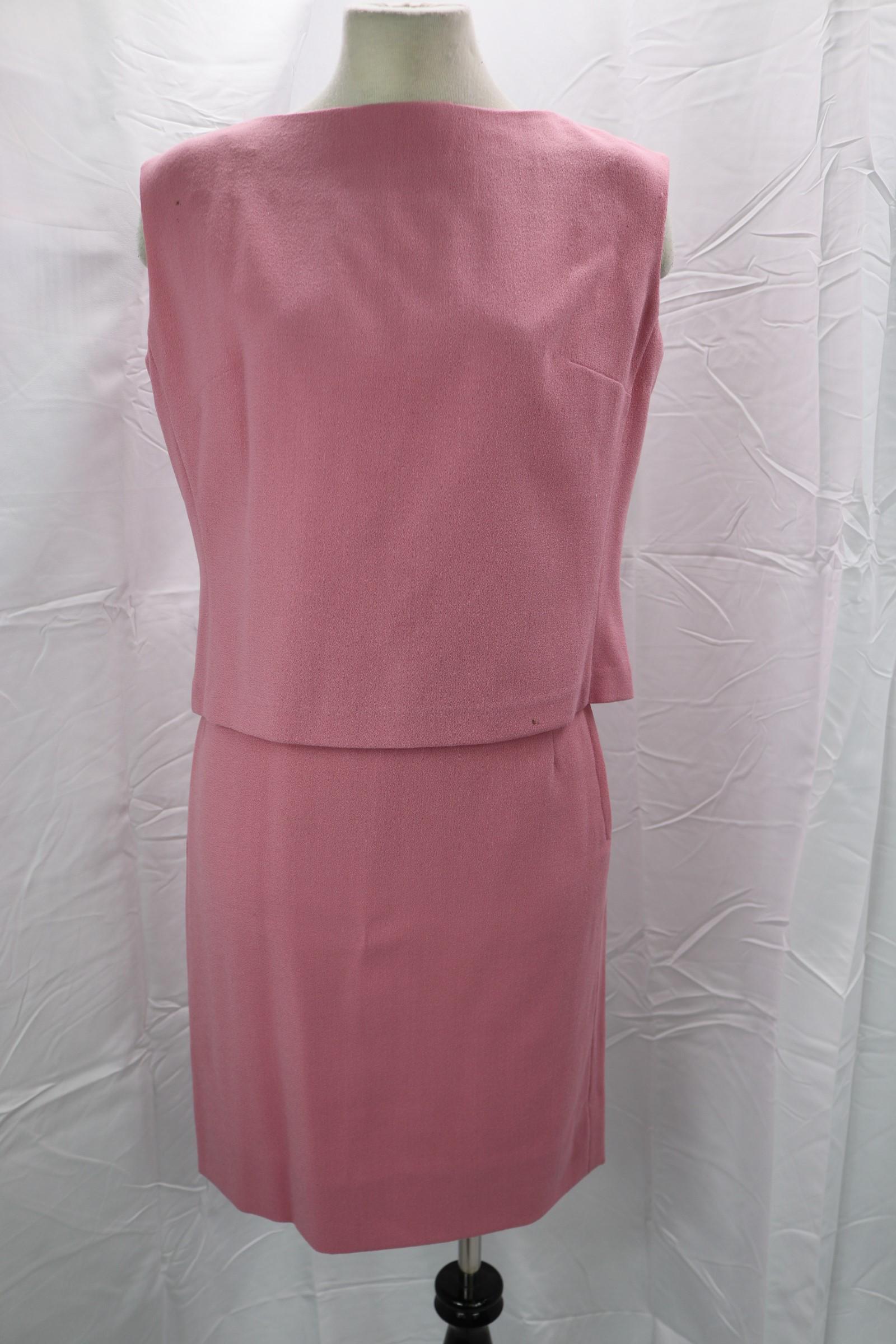 Vintage 1960's Pink Skirt & Top Set: top approx. 38 bust, 34 waist, skirt approx. 26 waist, 36 hips, some spots, see photos.