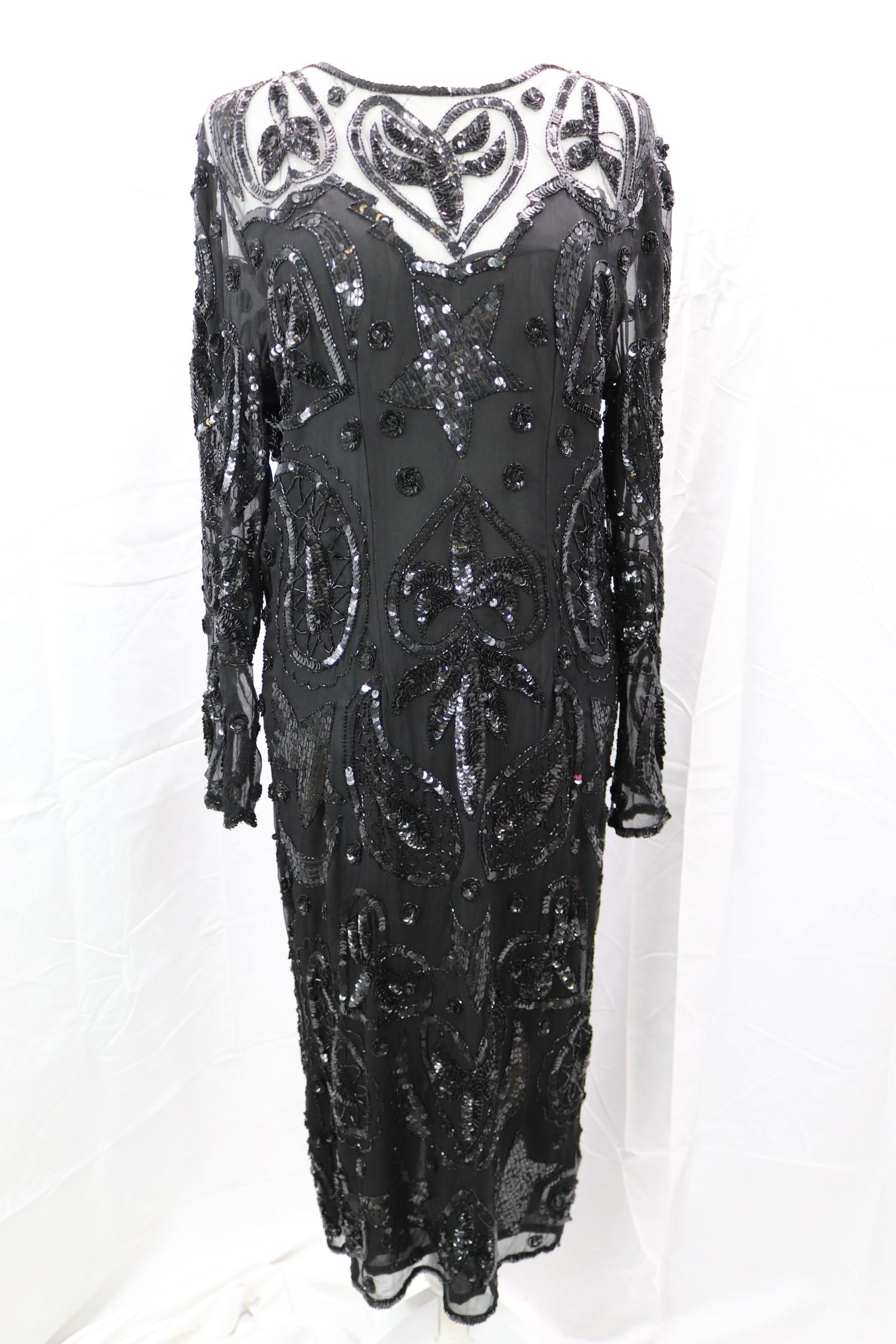 Vintage 1980's Silk & Sequin Formal Dress (1 of 7)
