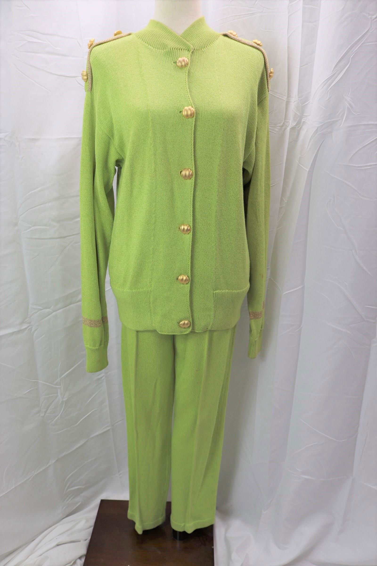 Vintage Sumiko of America Green Knit Sweater & Pant Set (1 of 9)