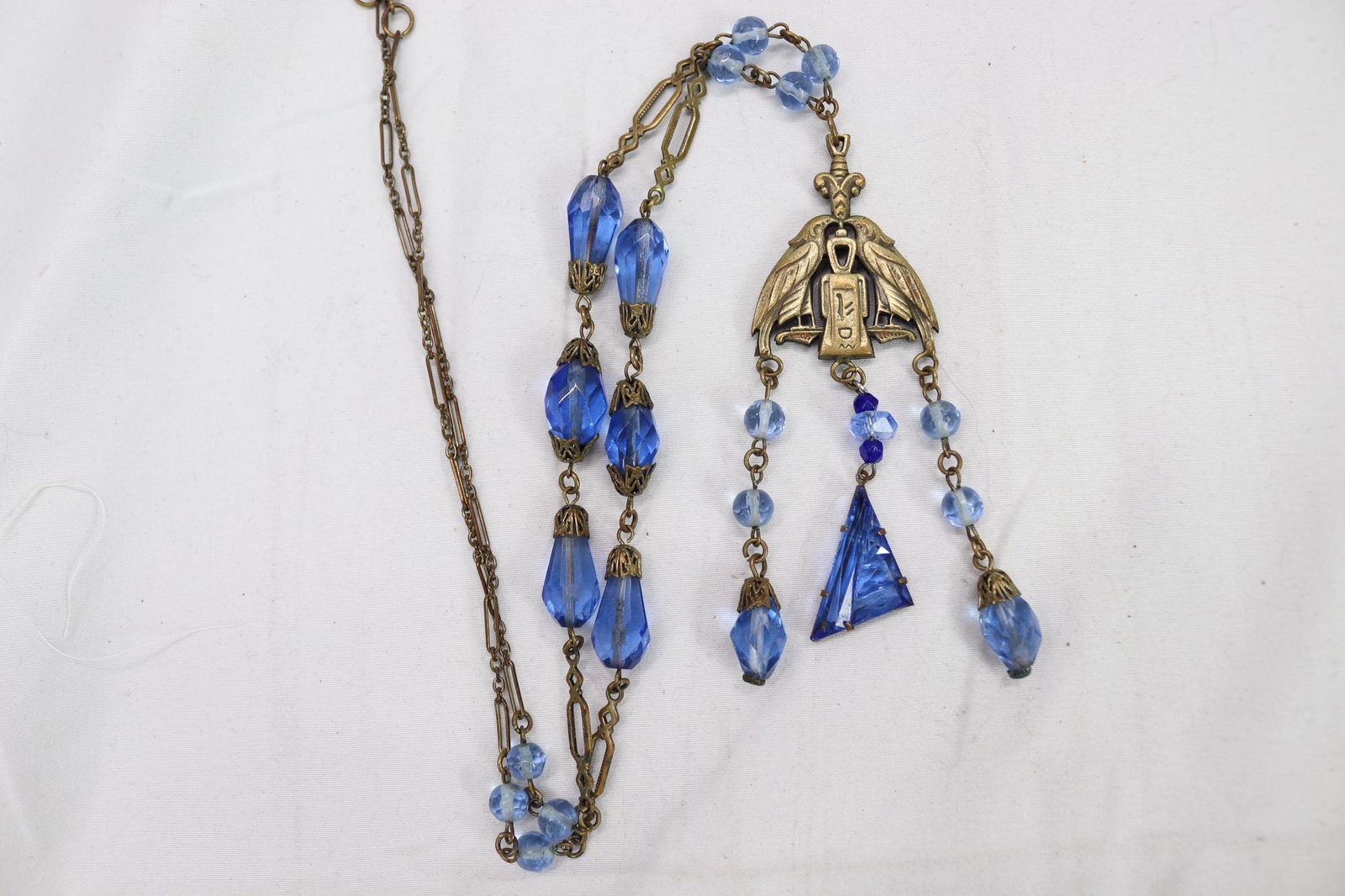 Vintage Art Nouveau Egyptian Revival Faceted Glass Beaded Necklace (1 of 3)