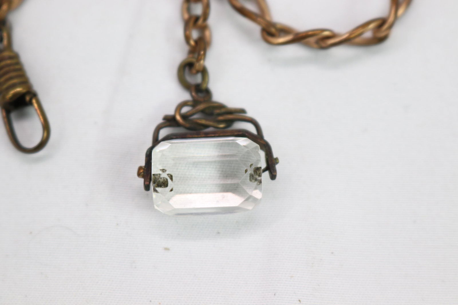 Antique Victorian Watch Chain With Crystal Fob & Winder (1 of 3)