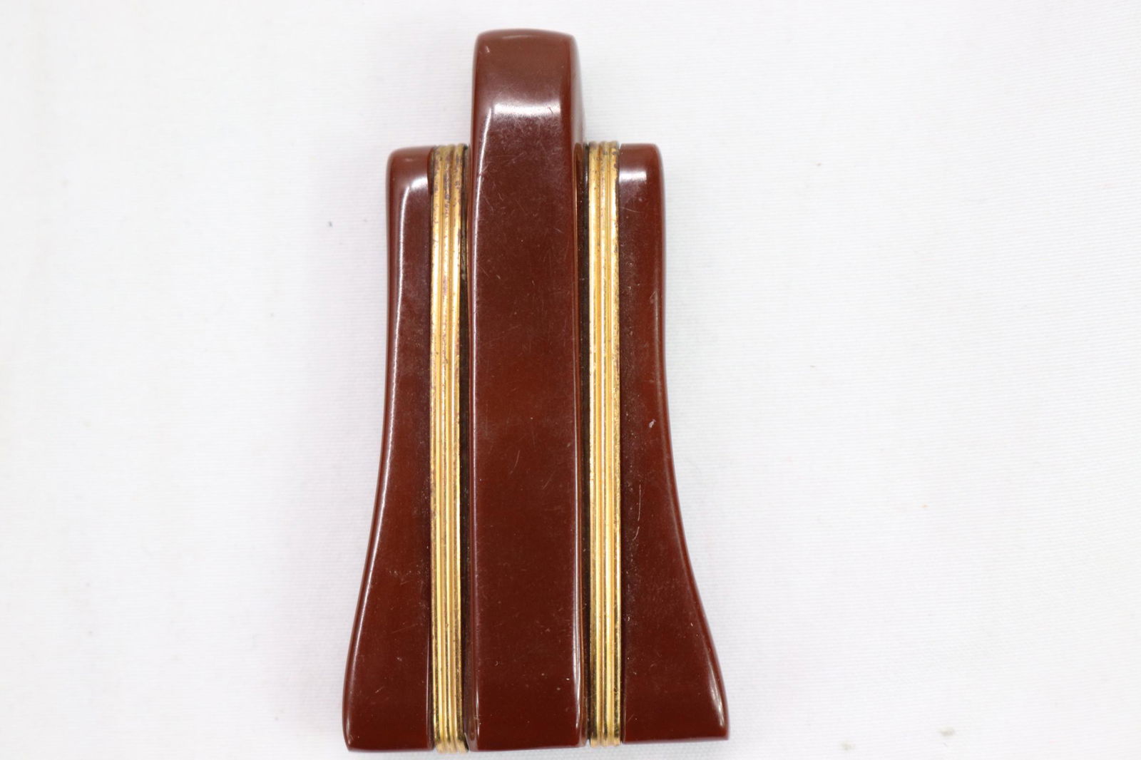 Vintage Art Deco Brown Bakelite Dress Clip (1 of 2)