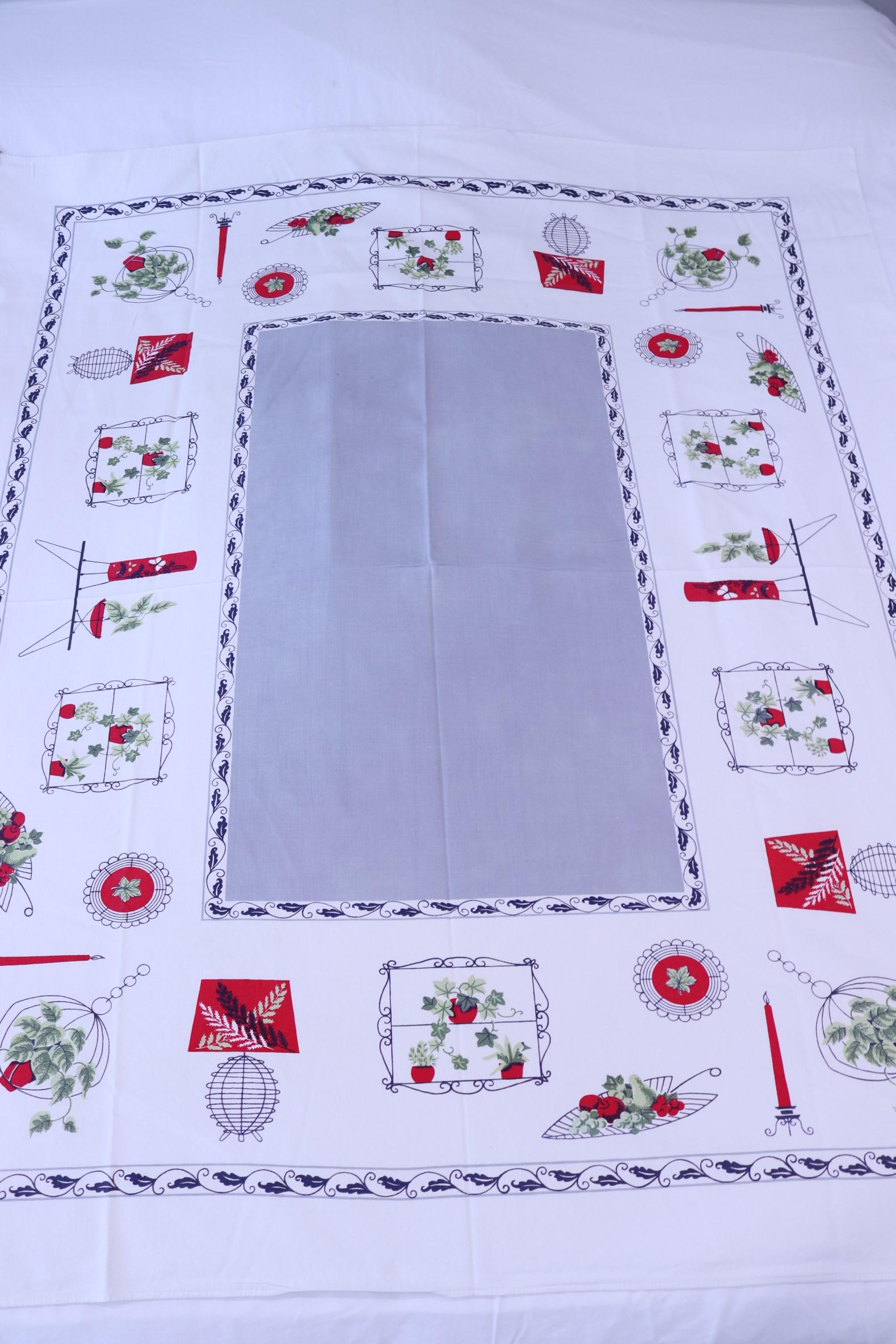 Vintage 1950's Printed Housewares Cotton Tablecloth (1 of 6)