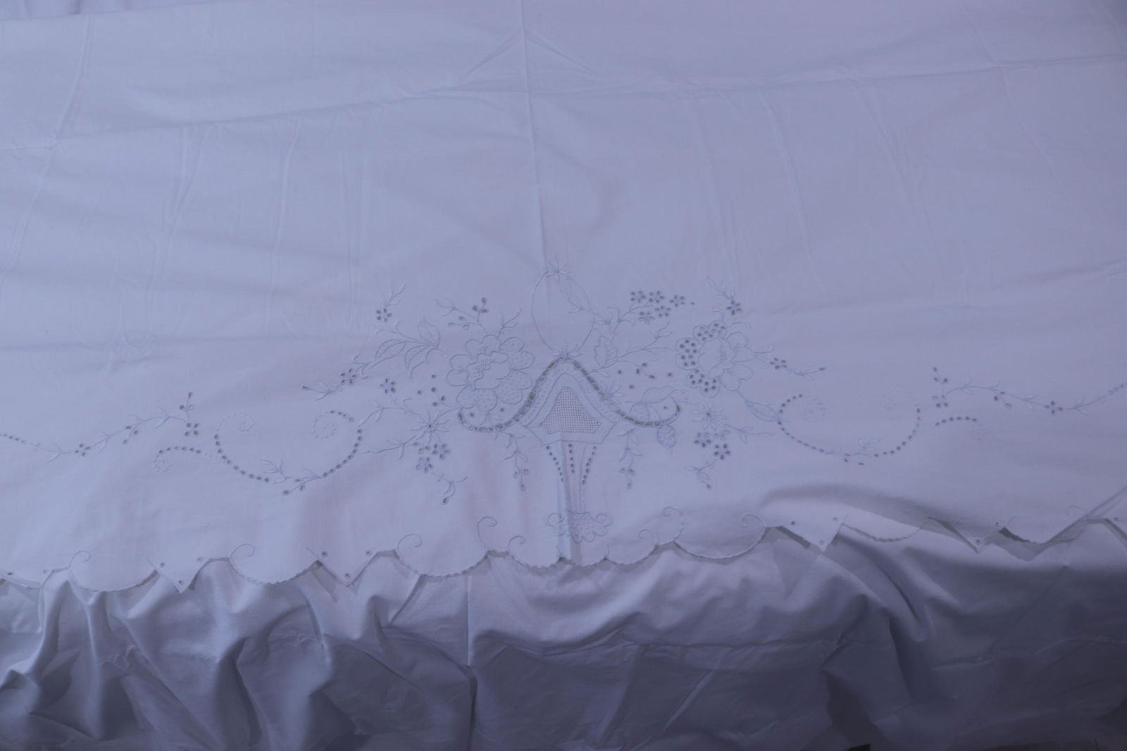 Vintage Madeira Flat Bed Sheet, Floral Pattern (1 of 3)