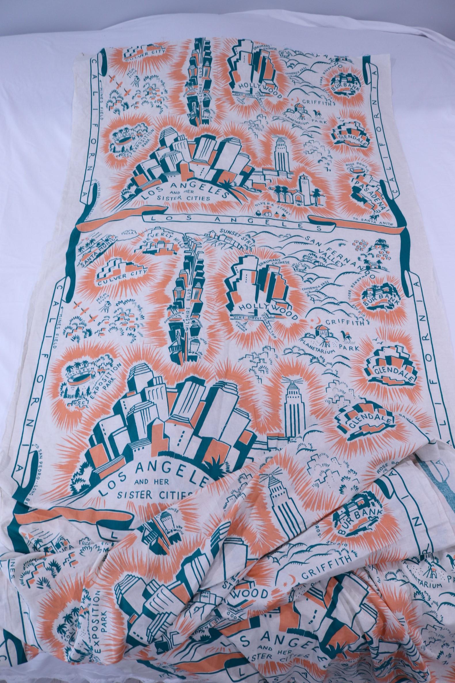 Vintage Los Angeles Table Cloth Yardage, Very Rare (1 of 6)