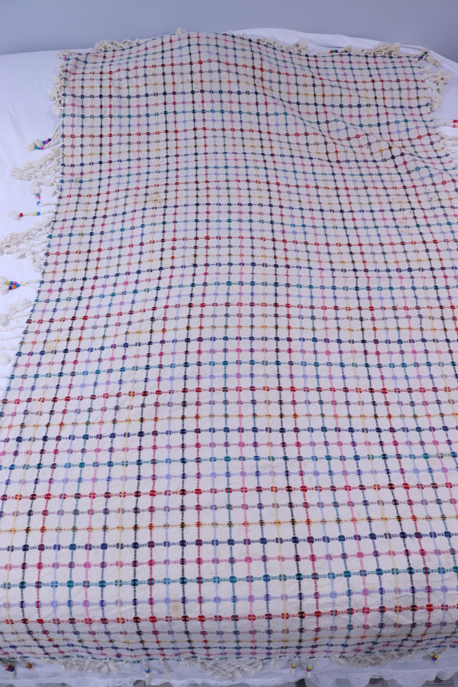 Vintage Woven Table Cover with Fringe & Beads (1 of 6)