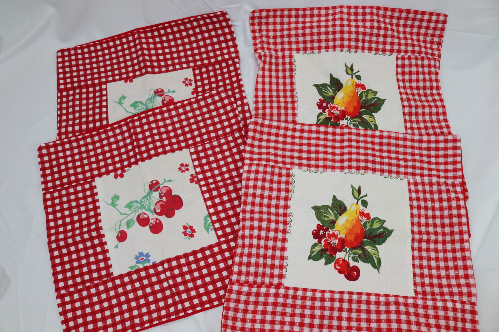 4PC Set of Vintage Checkered Fruit Print Pillow Covers (1 of 5)