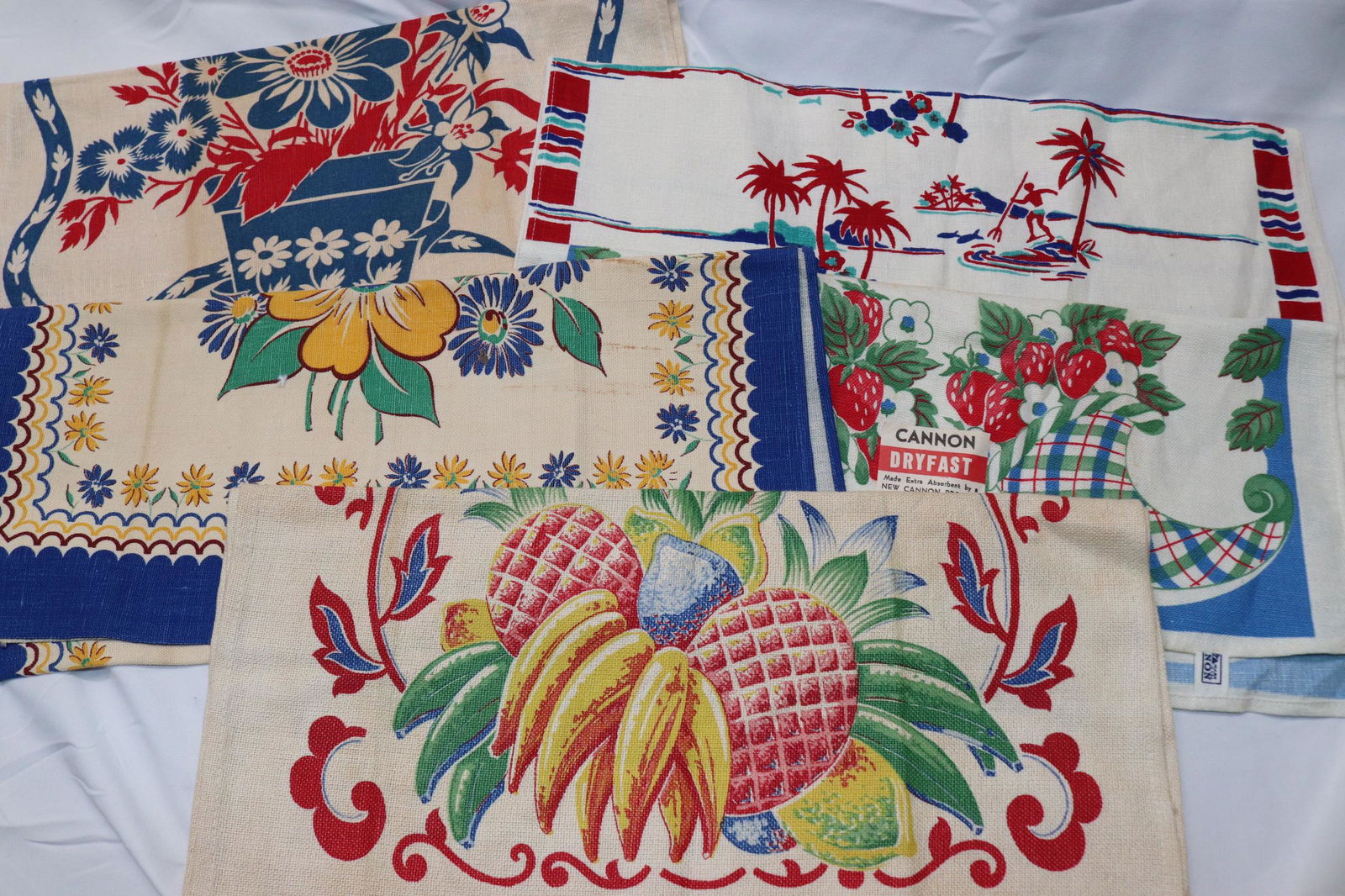 Lot of 5 Old Store Stock Linen Kitchen Towels (1 of 13)