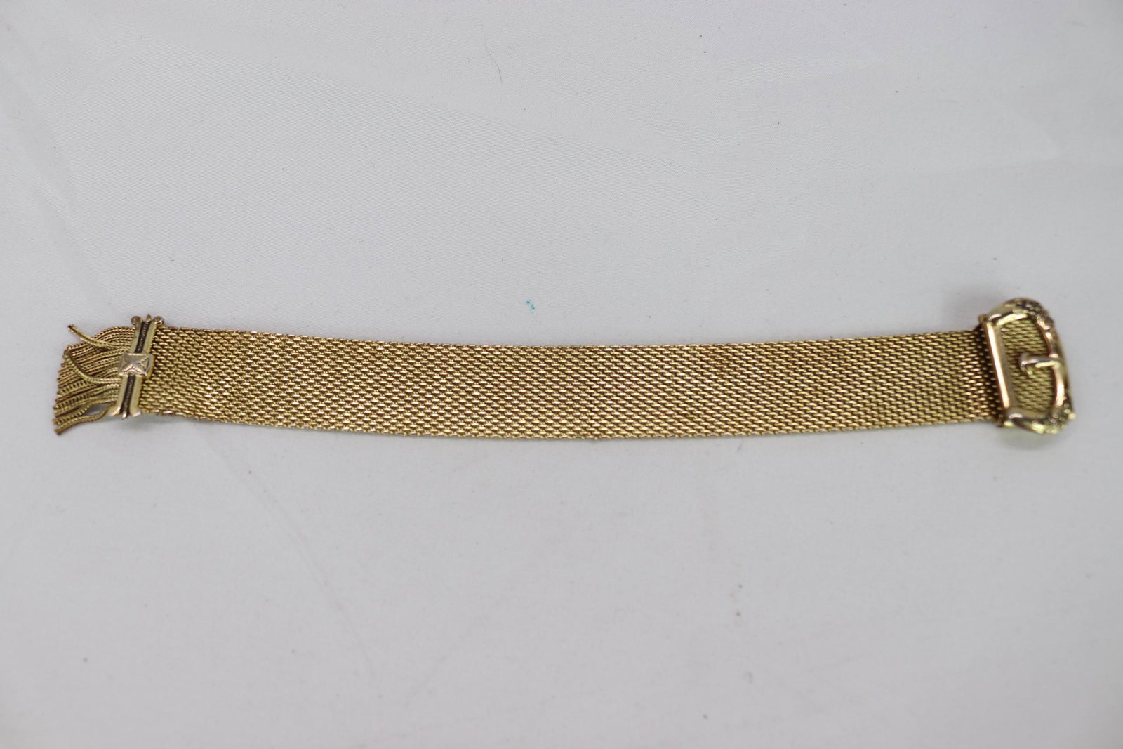 Vintage Gold-Tone Mesh Strap Bracelet With Buckle & Tassels (1 of 4)