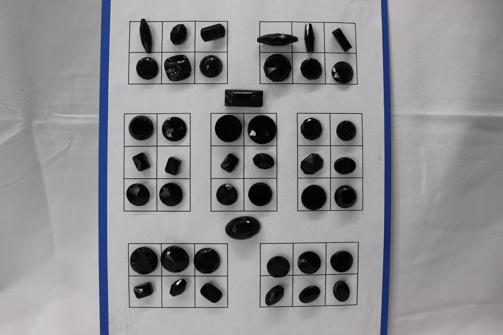 Lot of 38 Antique Black Jet Glass Buttons on Card (1 of 5)