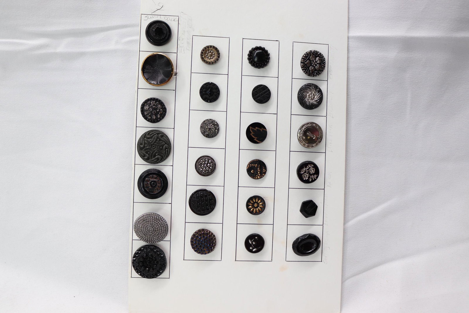 Lot of 25 Antique Black Jet Glass Buttons on Card (1 of 6)